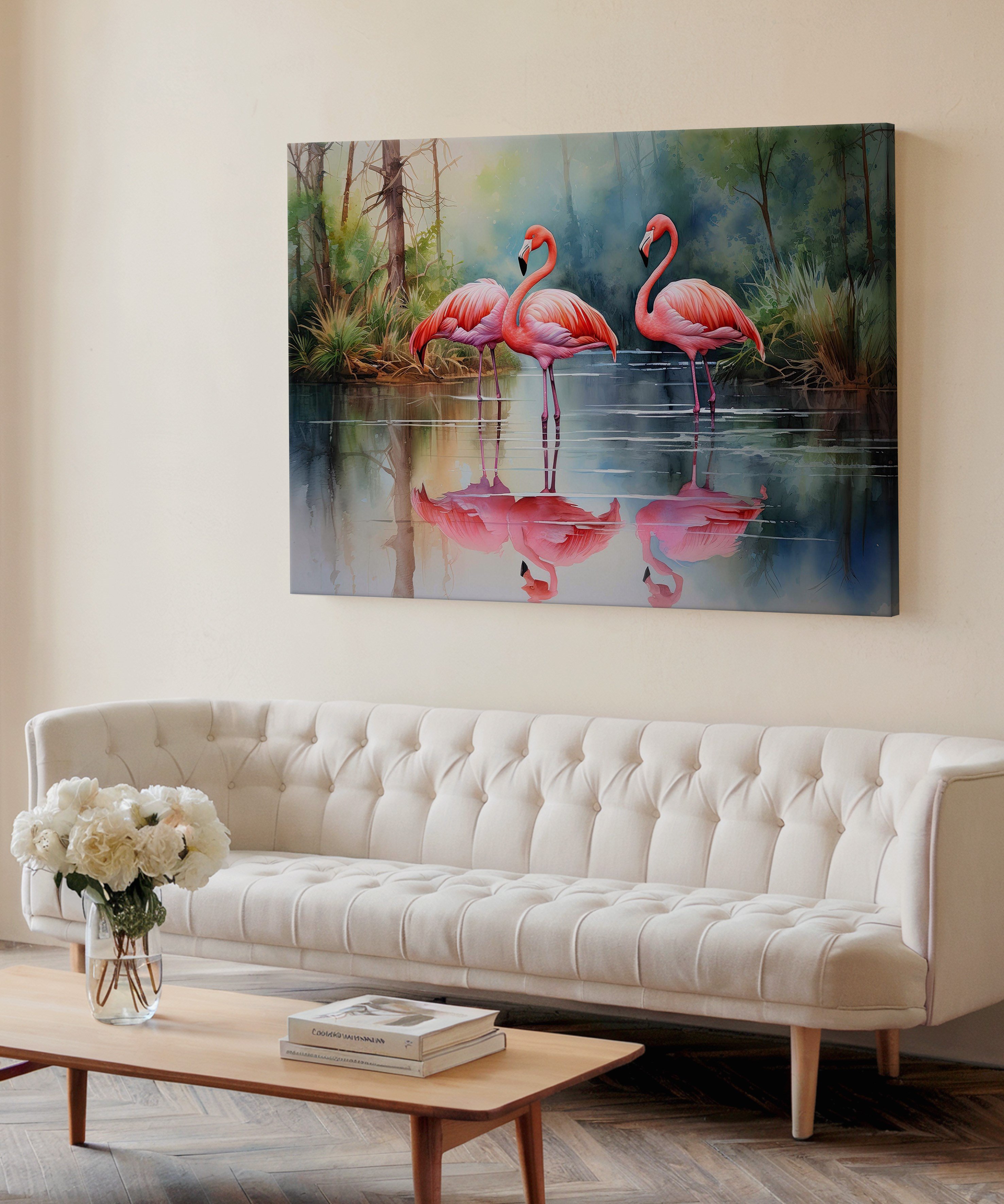 Flamingo Senfonisi | Yağlı Boya Dokulu Canvas Baskı