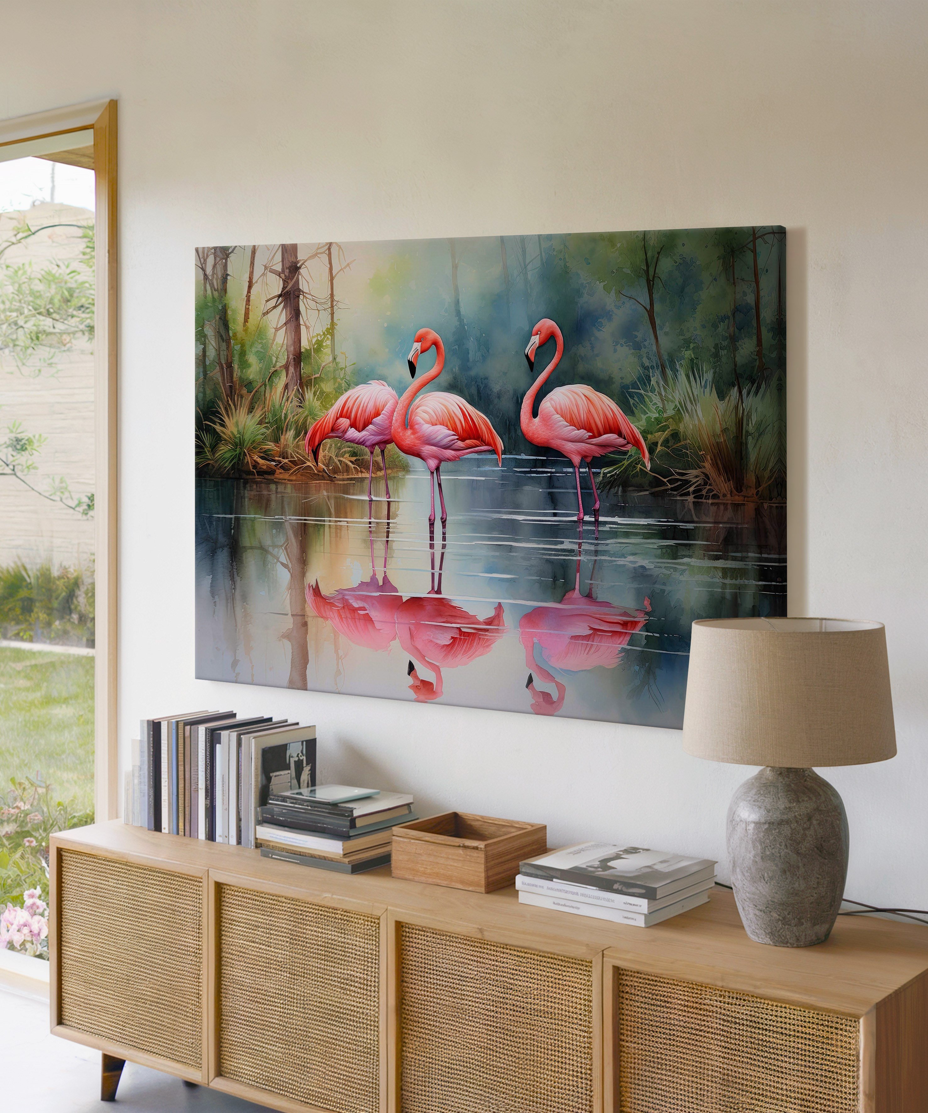 Flamingo Senfonisi | Yağlı Boya Dokulu Canvas Baskı