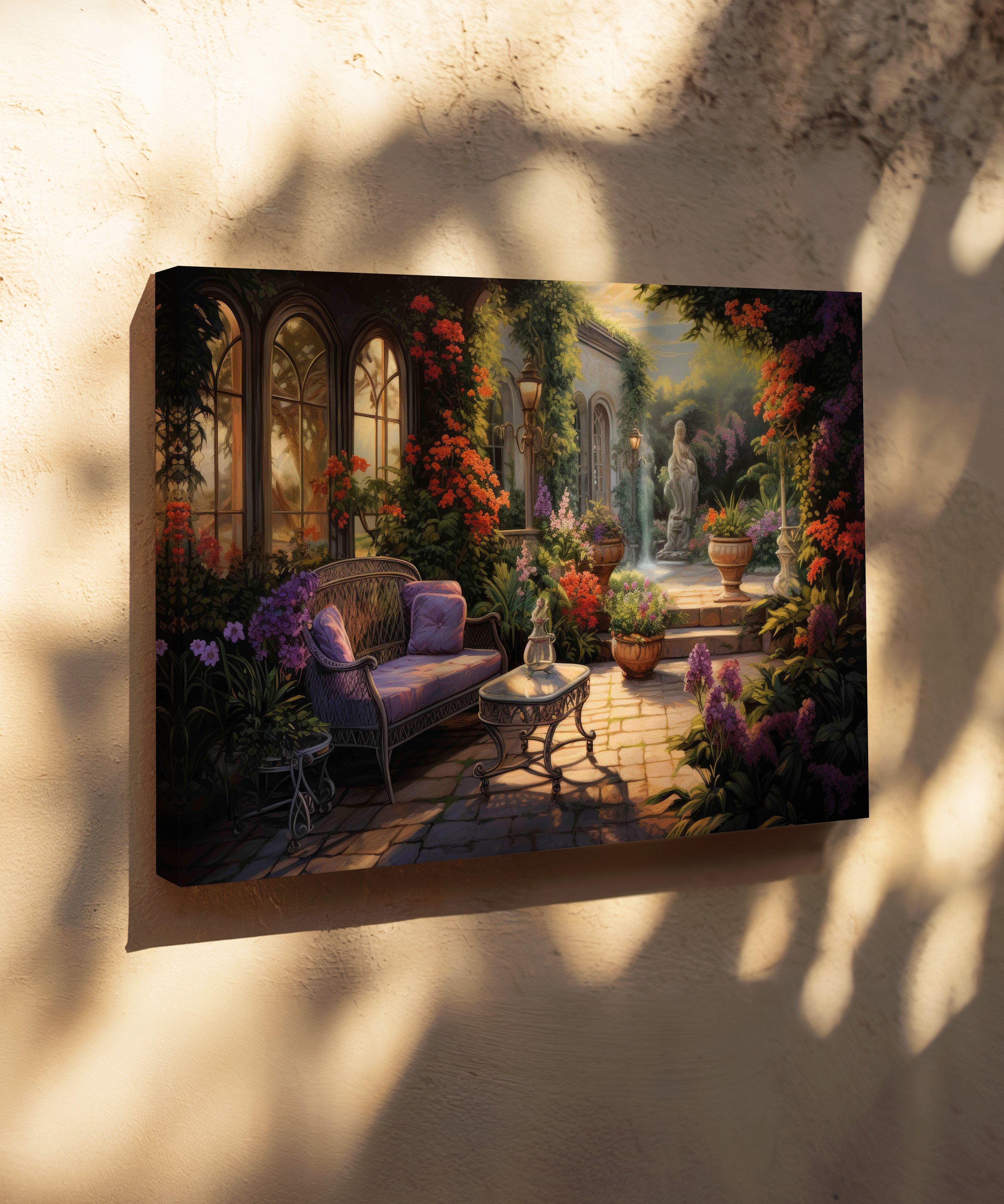 Flora Avlusu | Yağlı Boya Dokulu Canvas Baskı