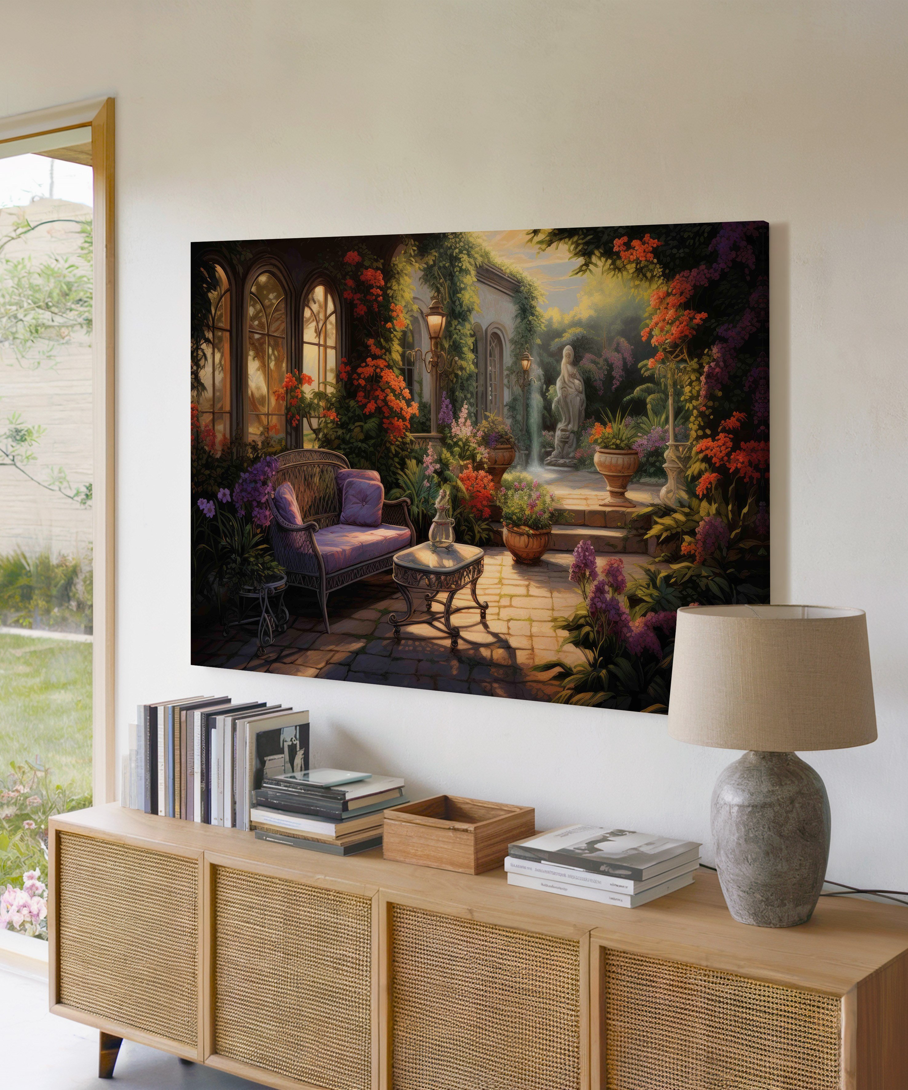 Flora Avlusu | Yağlı Boya Dokulu Canvas Baskı
