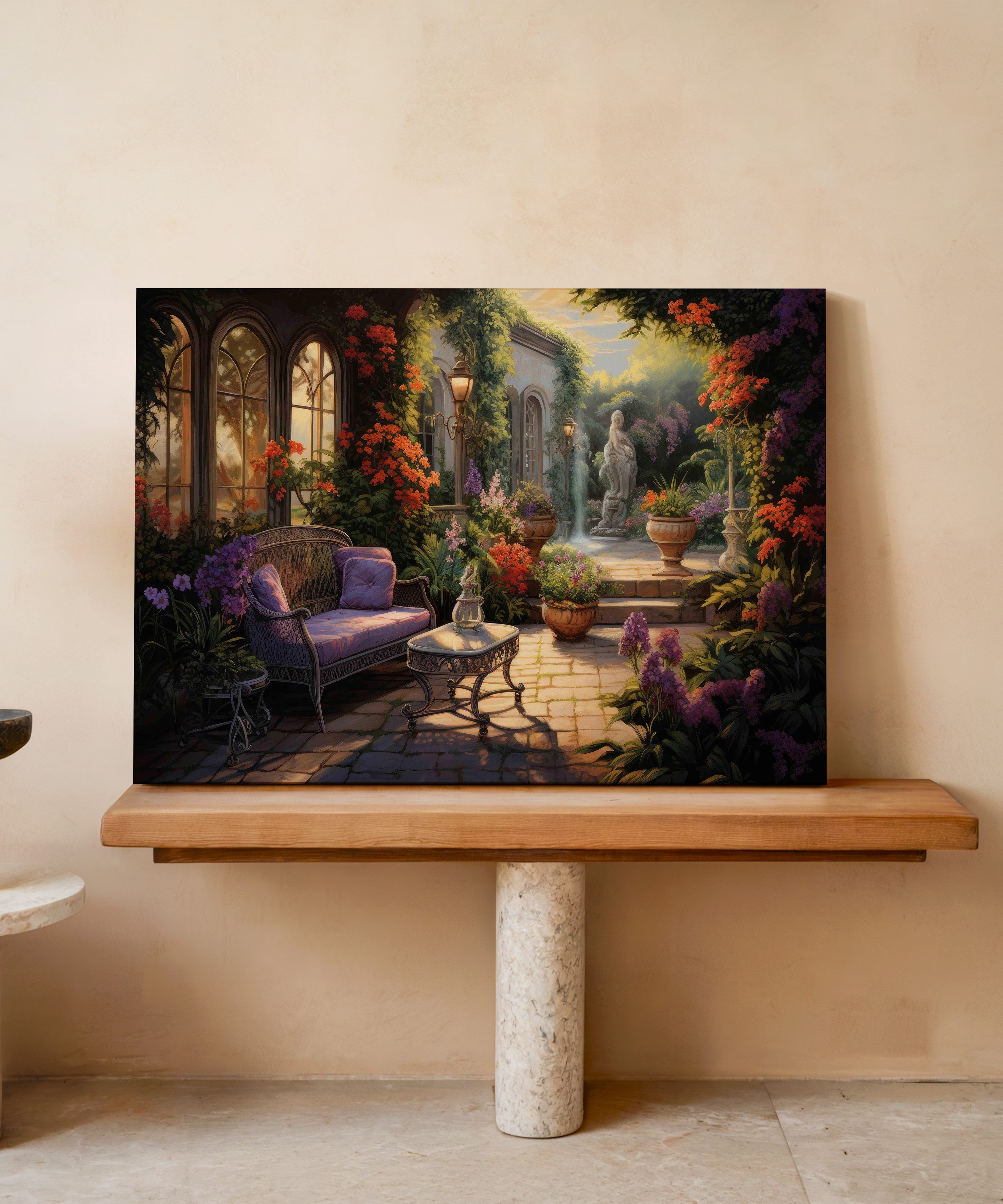 Flora Avlusu | Yağlı Boya Dokulu Canvas Baskı