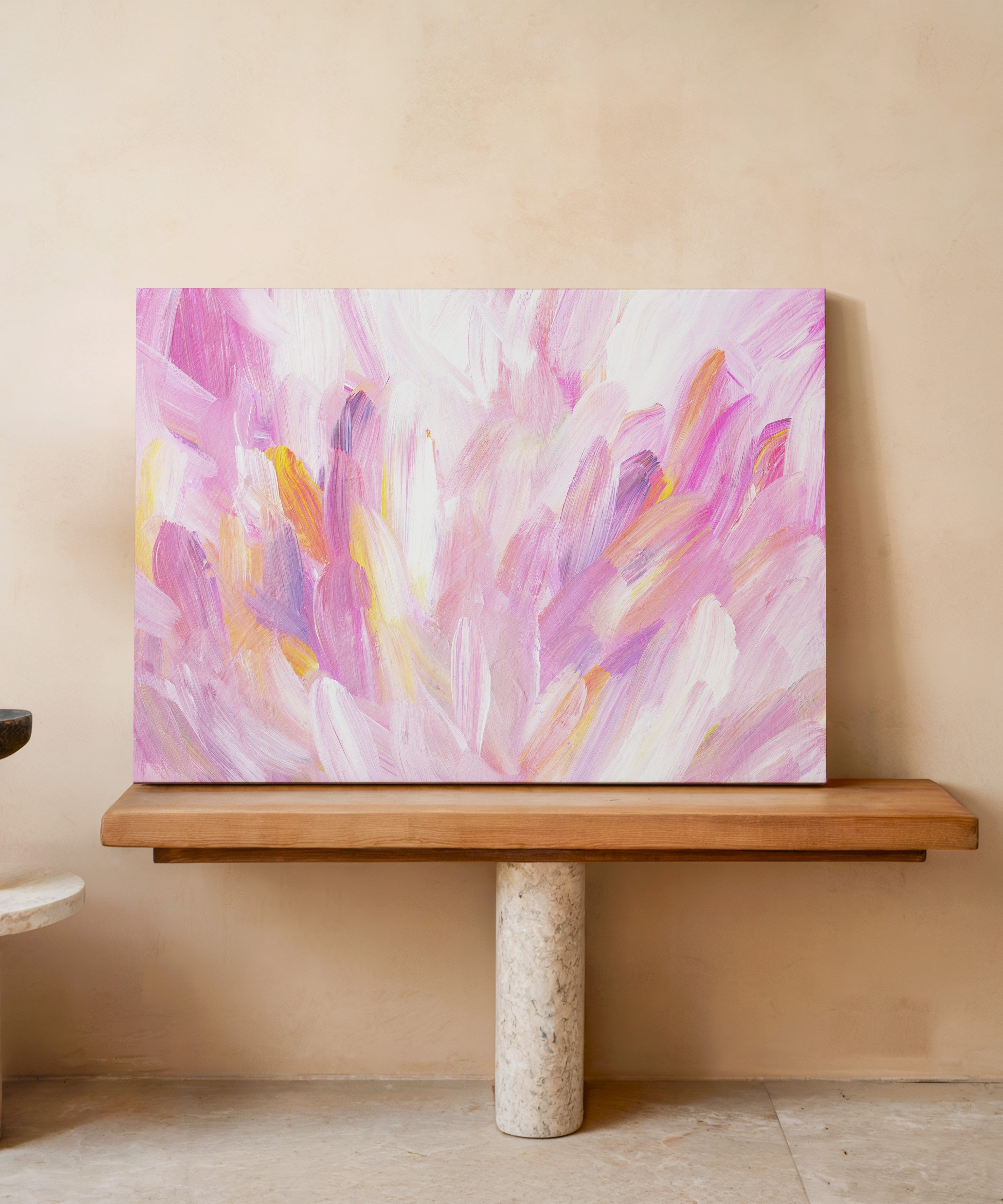 Flower Pink | Yağlıboya dokulu canvas baskı