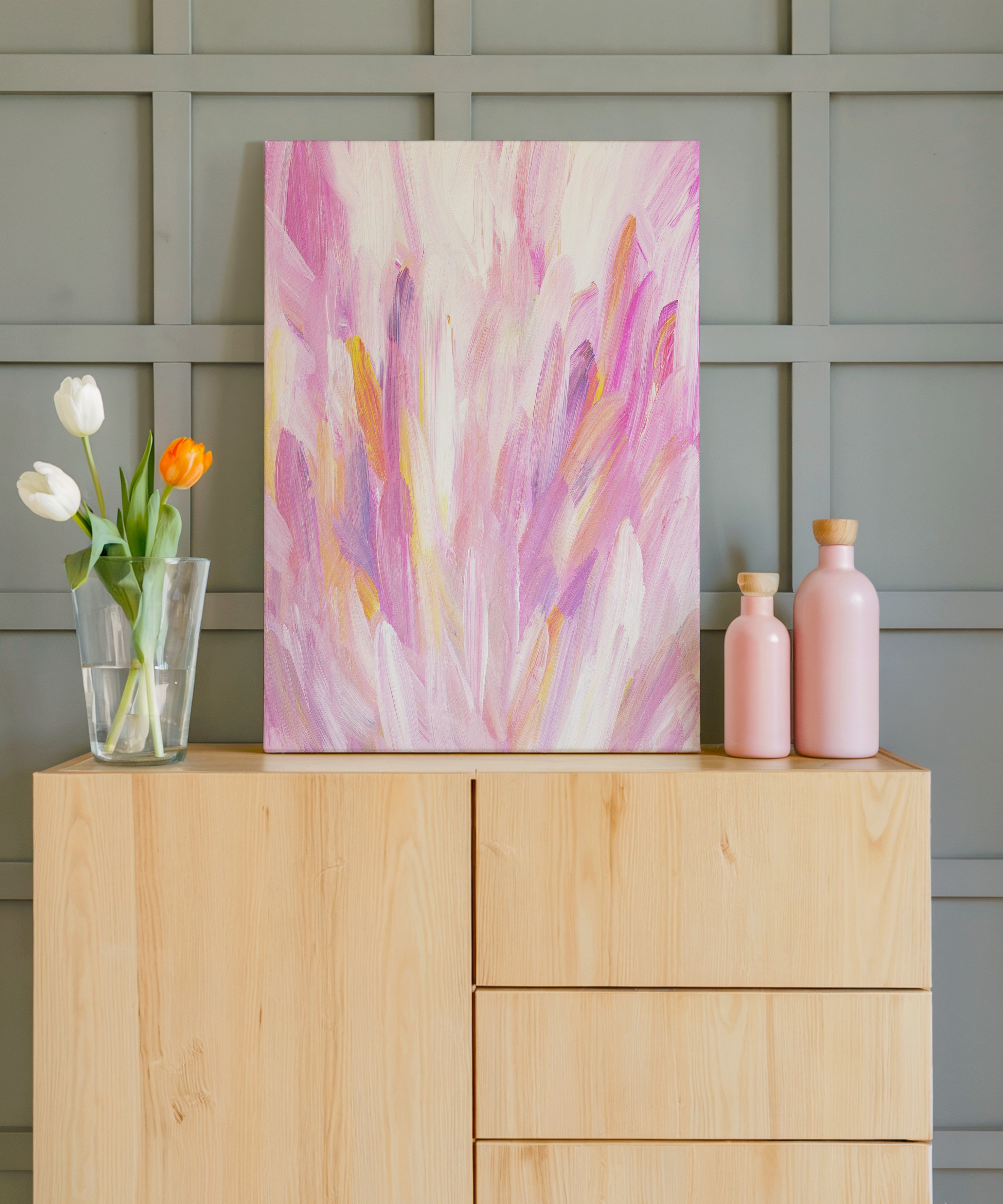 Flower Pink | Yağlıboya dokulu canvas baskı