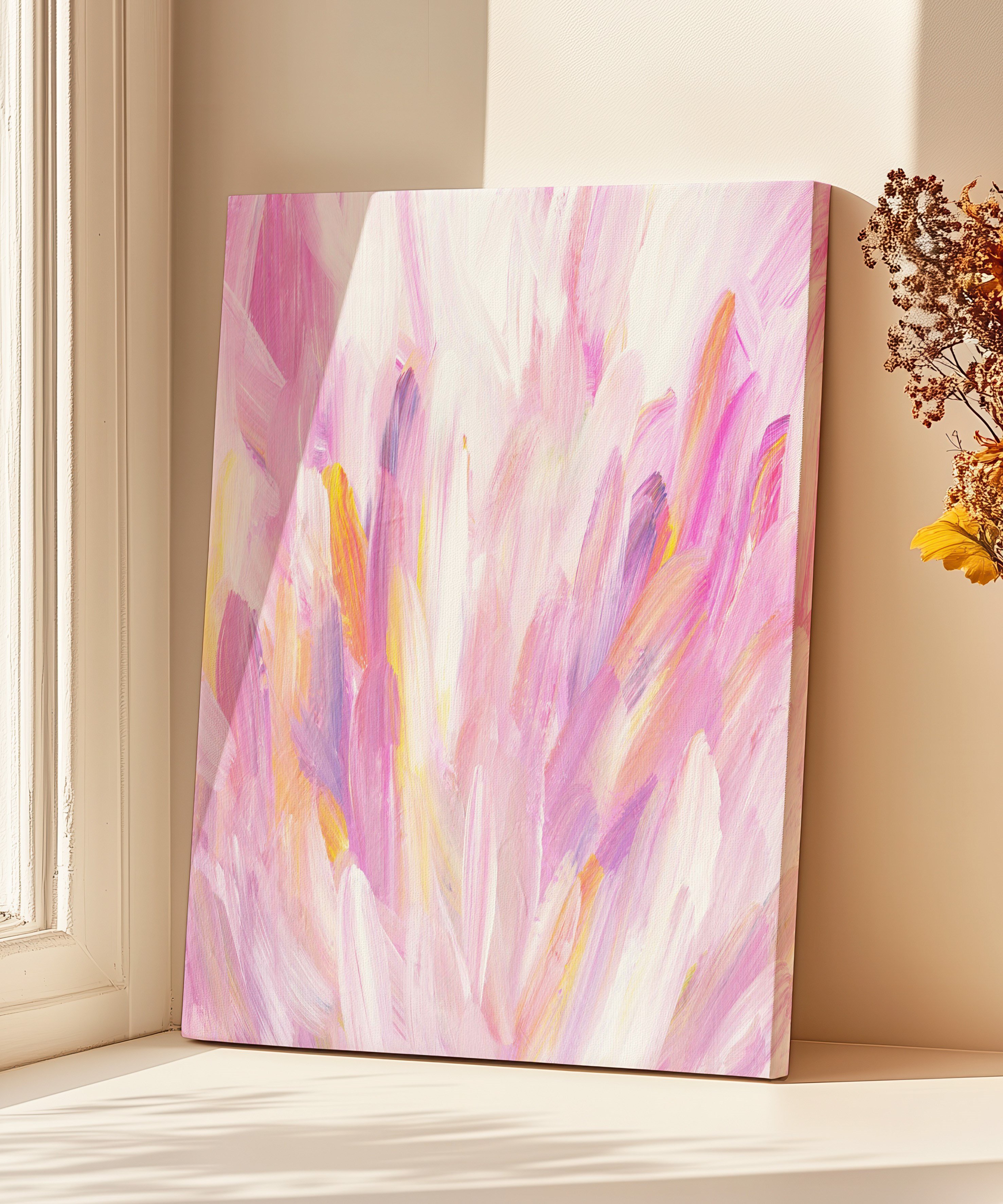Flower Pink | Yağlıboya dokulu canvas baskı