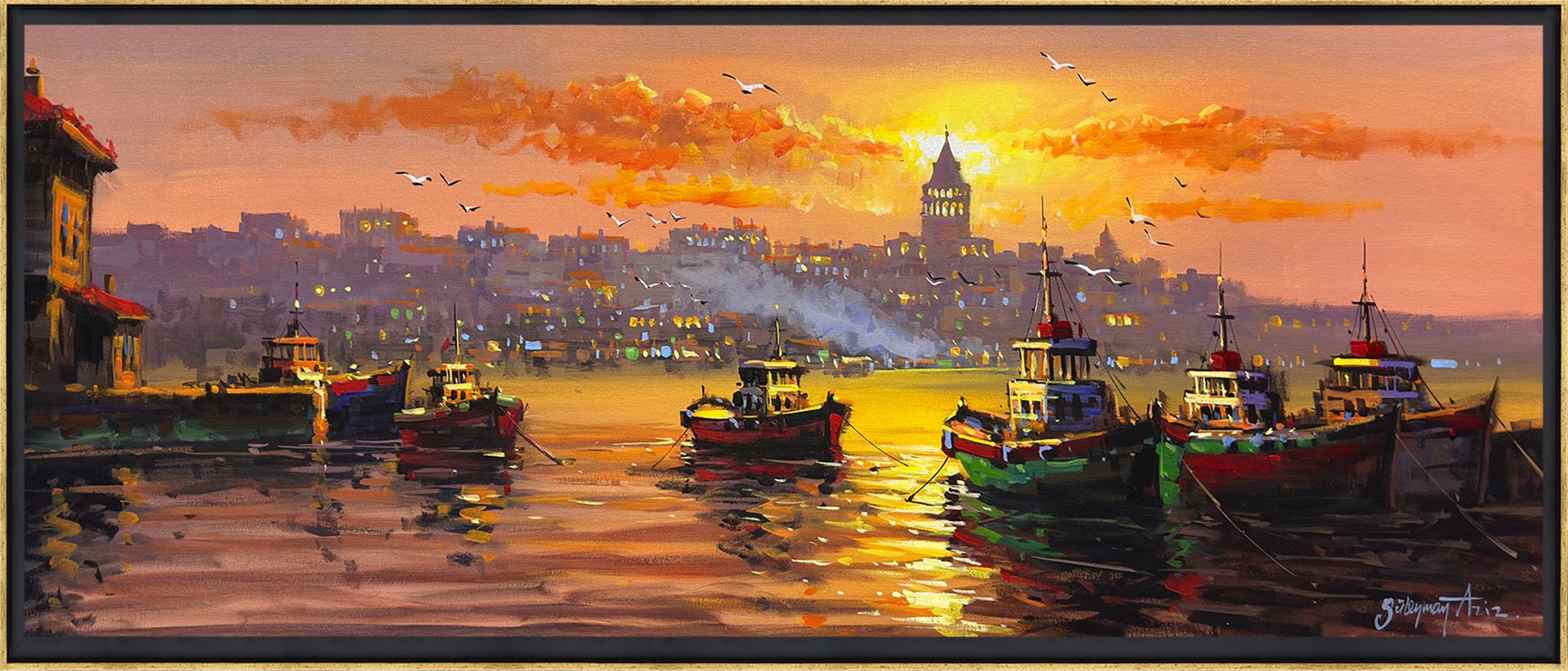 Galata'da Gün Batımı | Yağlı Boya Tablo