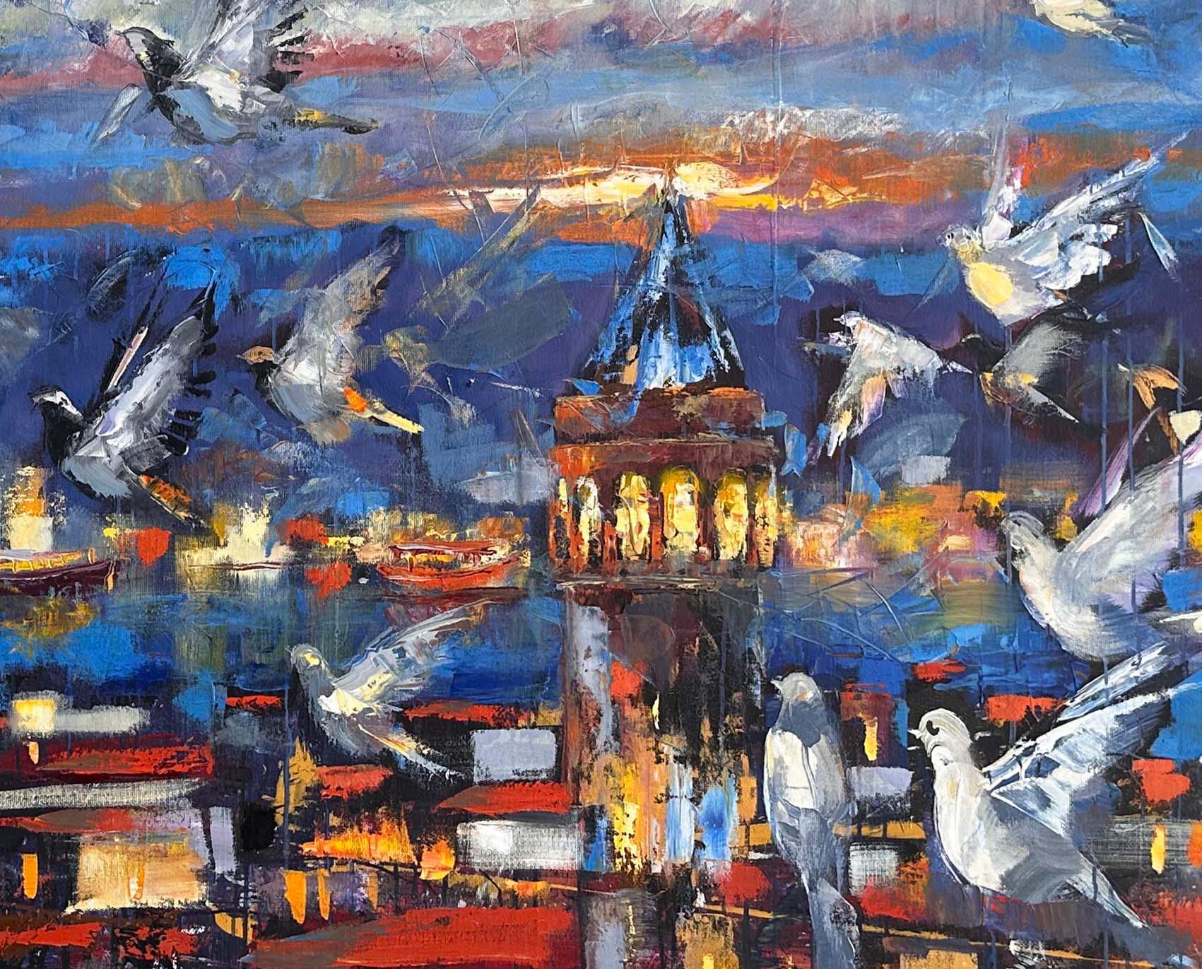 Galata'nın Kuşları  | Yağlı Boya Tablo 