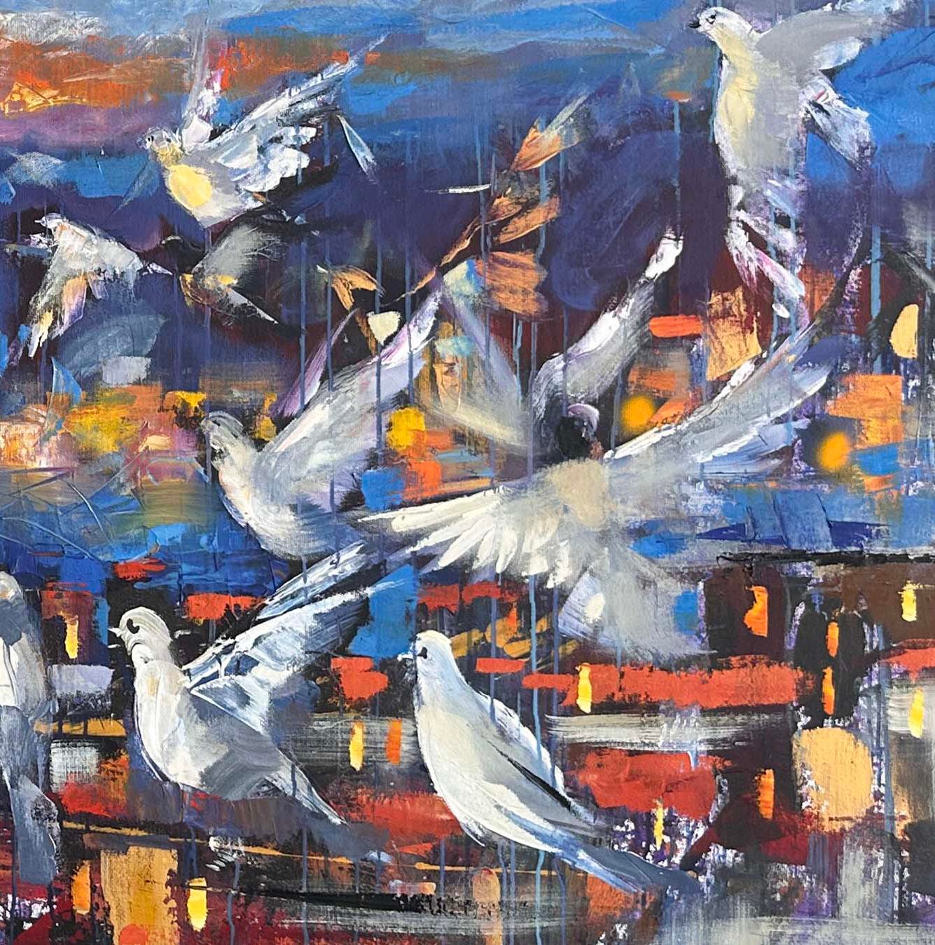 Galata'nın Kuşları  | Yağlı Boya Tablo 