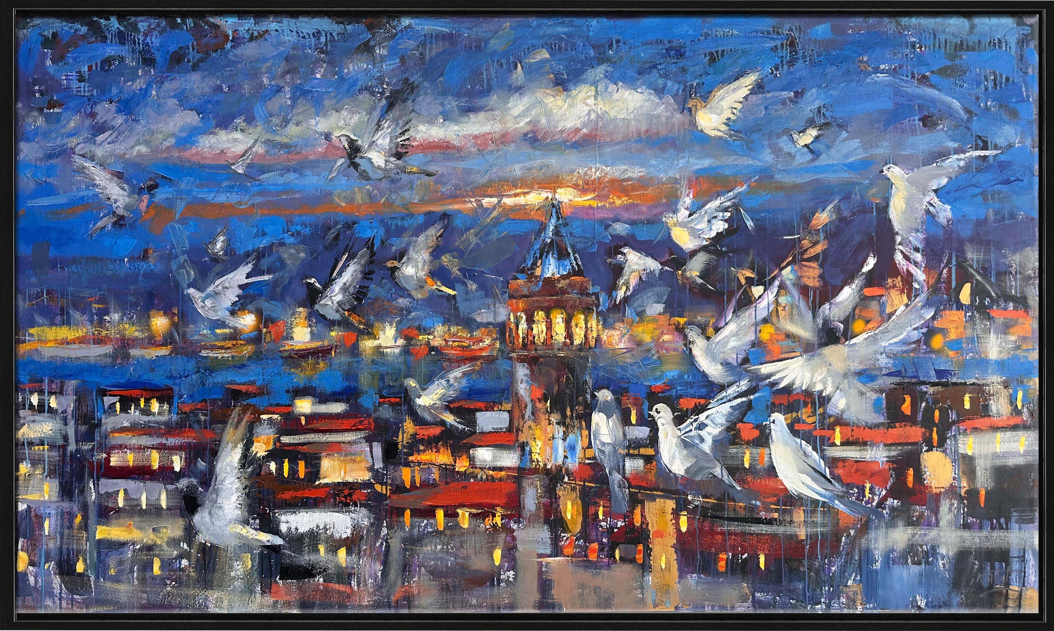 Galata'nın Kuşları  | Yağlı Boya Tablo 