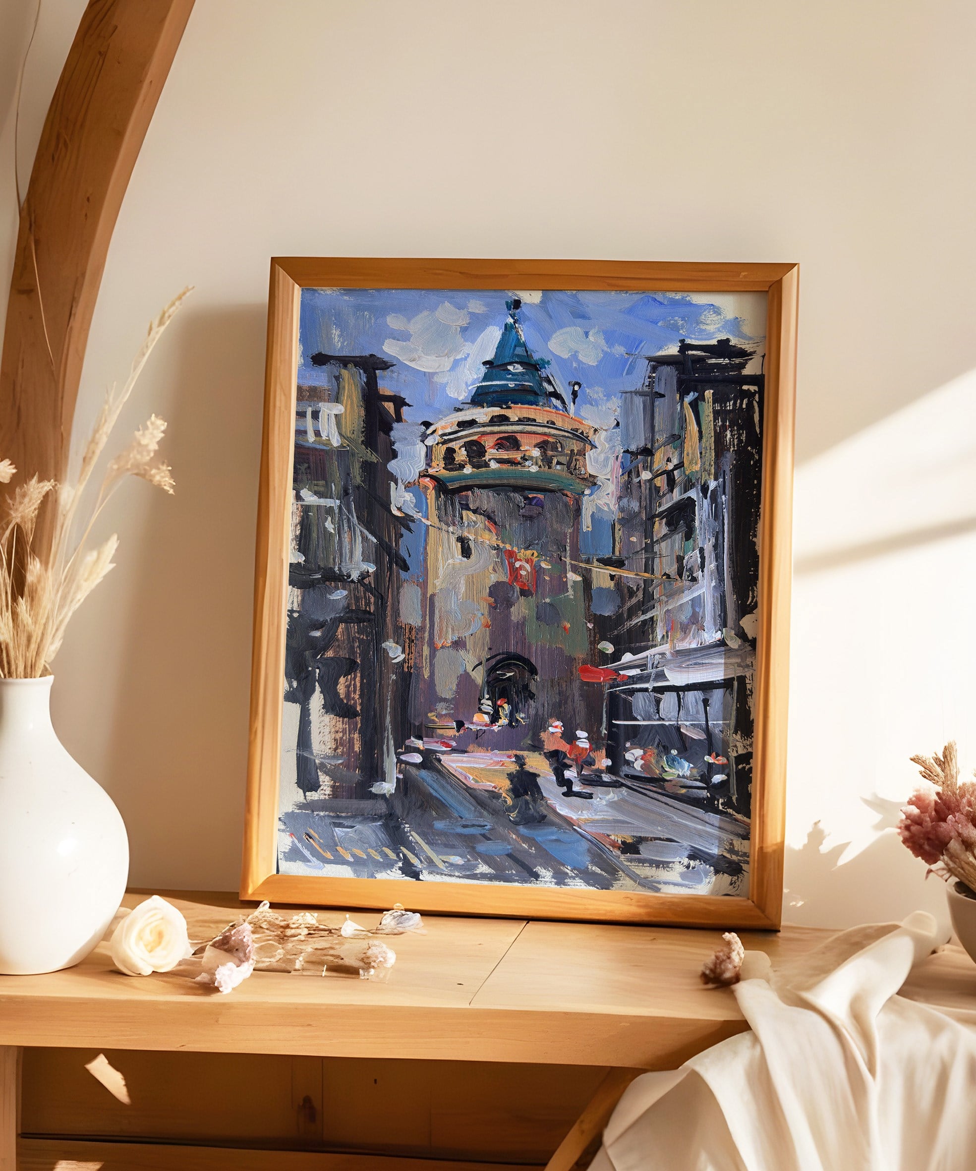 Galata'ya Açılan Sokak | Yağlı Boya Tablo