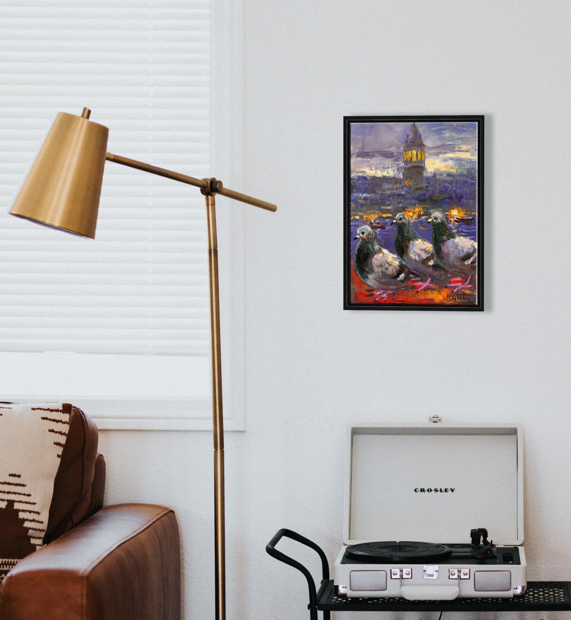 Galataya Bakan Güvercinler | Yağlı Boya Tablo