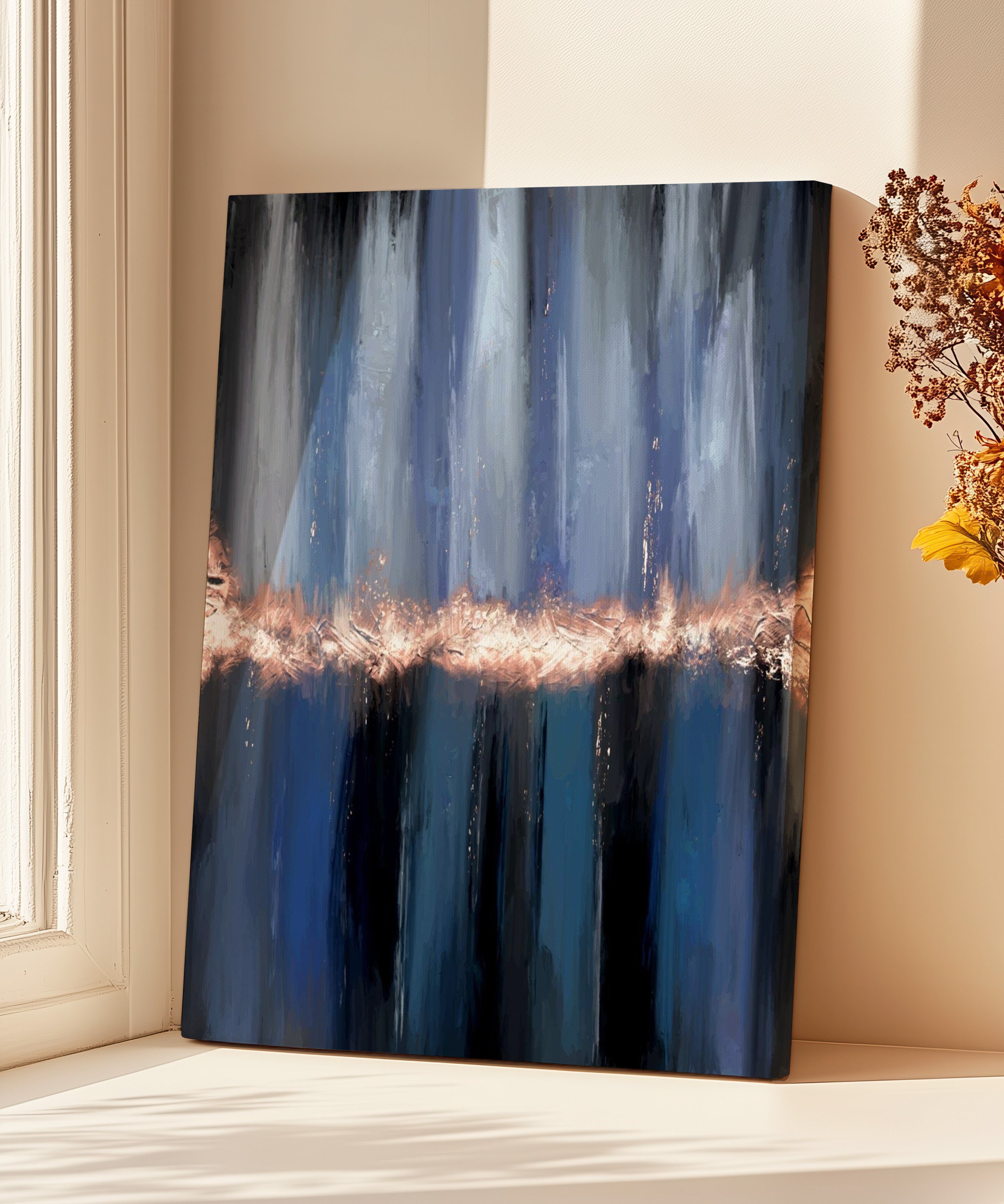 Gece Işıltısı | Yağlı Boya Dokulu Canvas Baskı