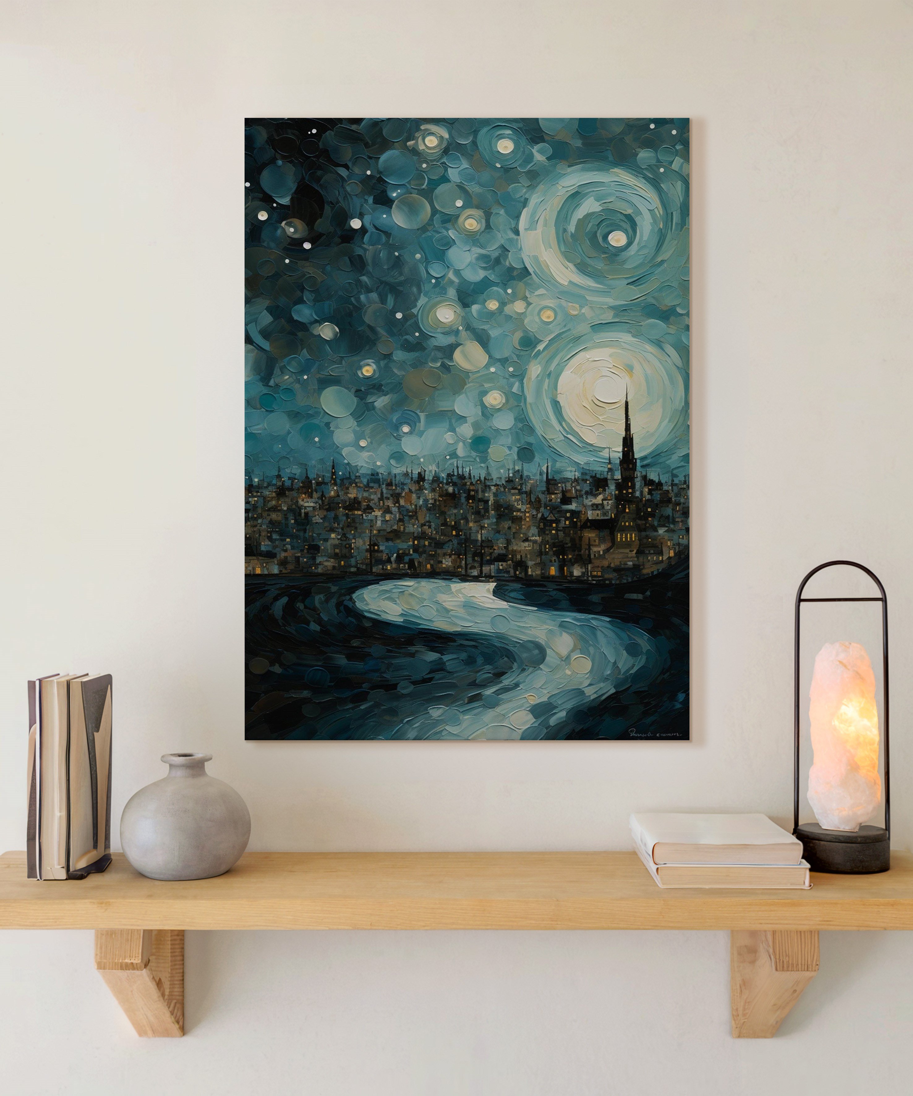 Gece Metropol | Yağlıboya dokulu canvas baskı