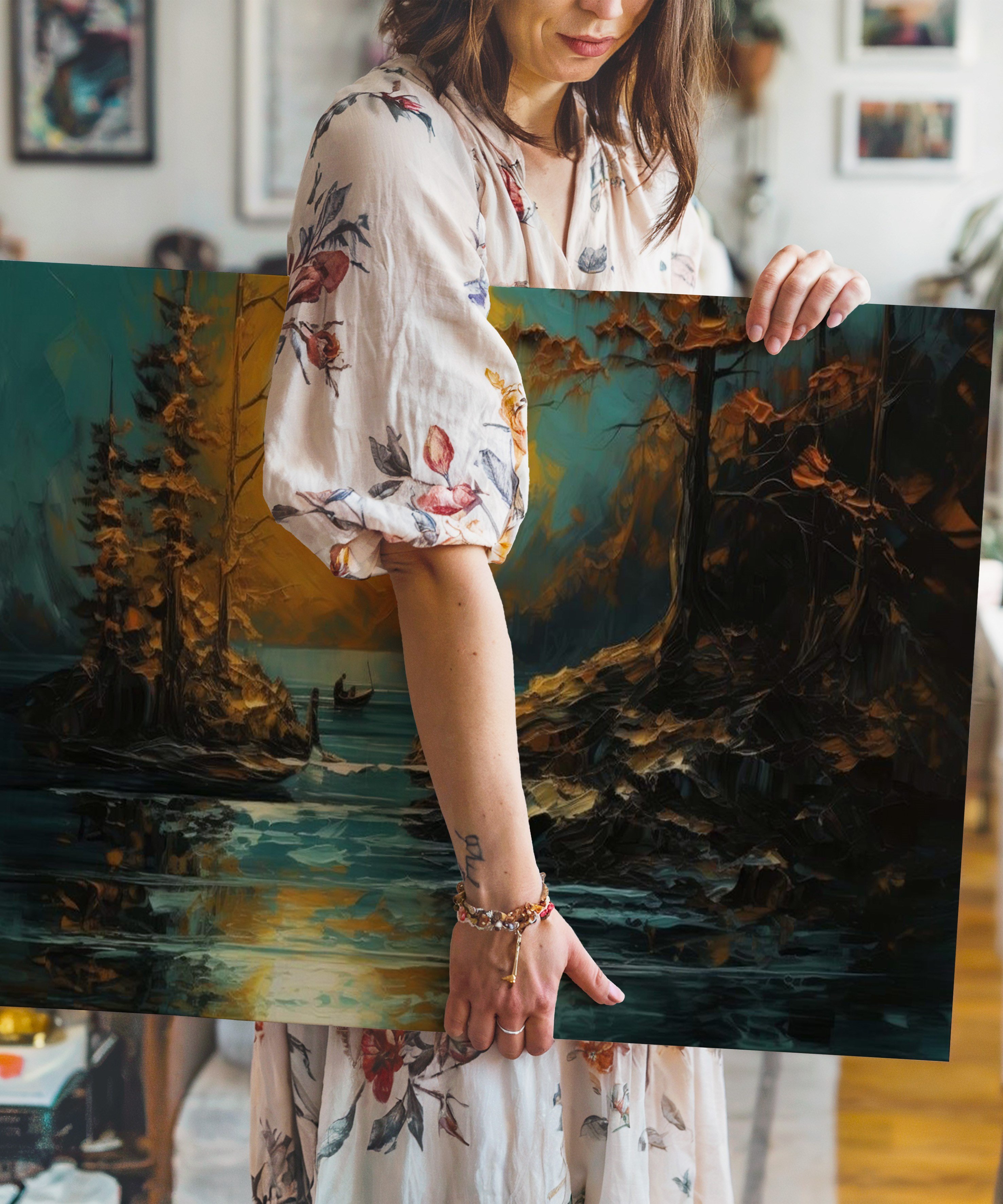 Geceyi Anımsatan | Yağlıboya dokulu canvas baskı