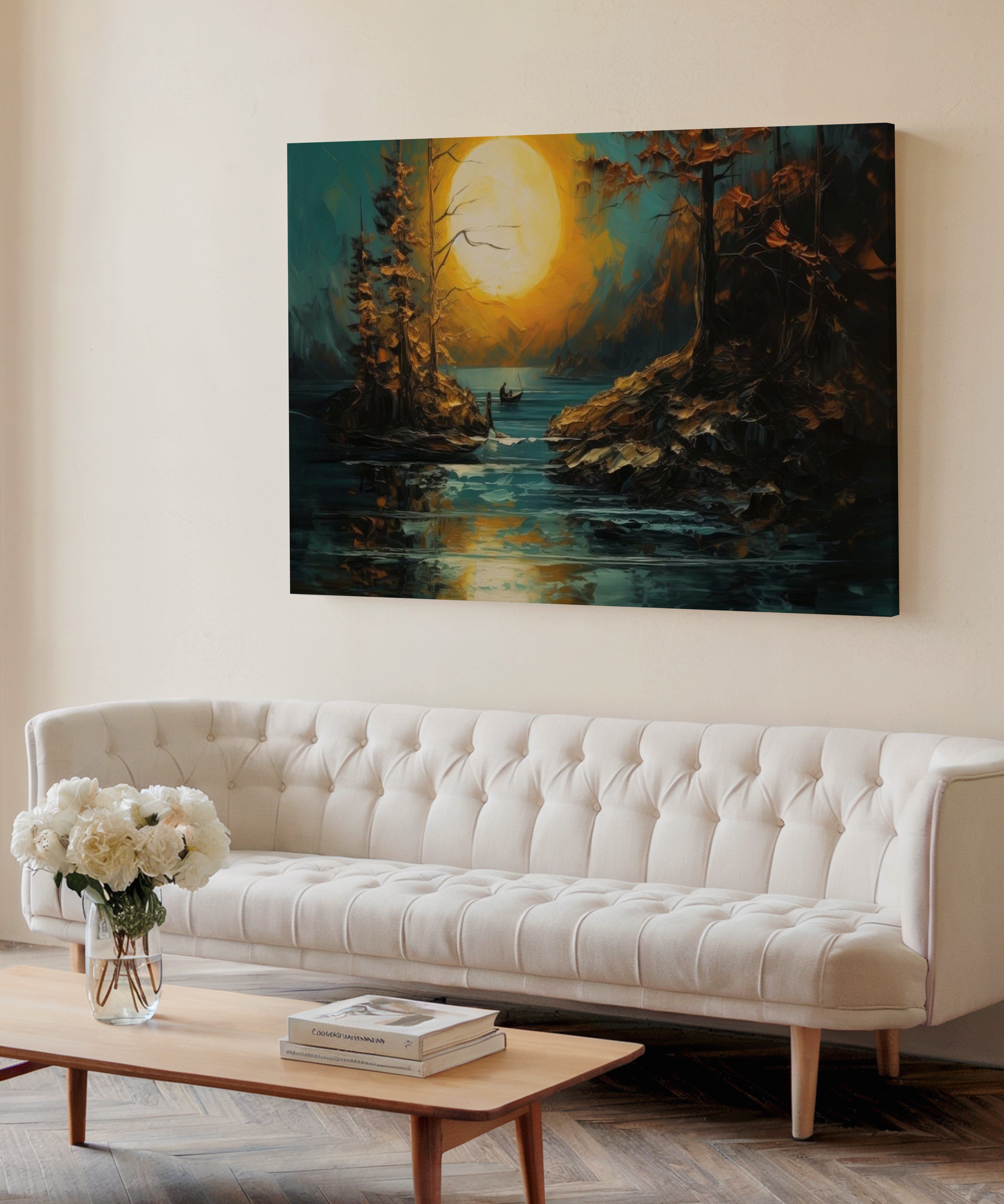 Geceyi Anımsatan | Yağlıboya dokulu canvas baskı