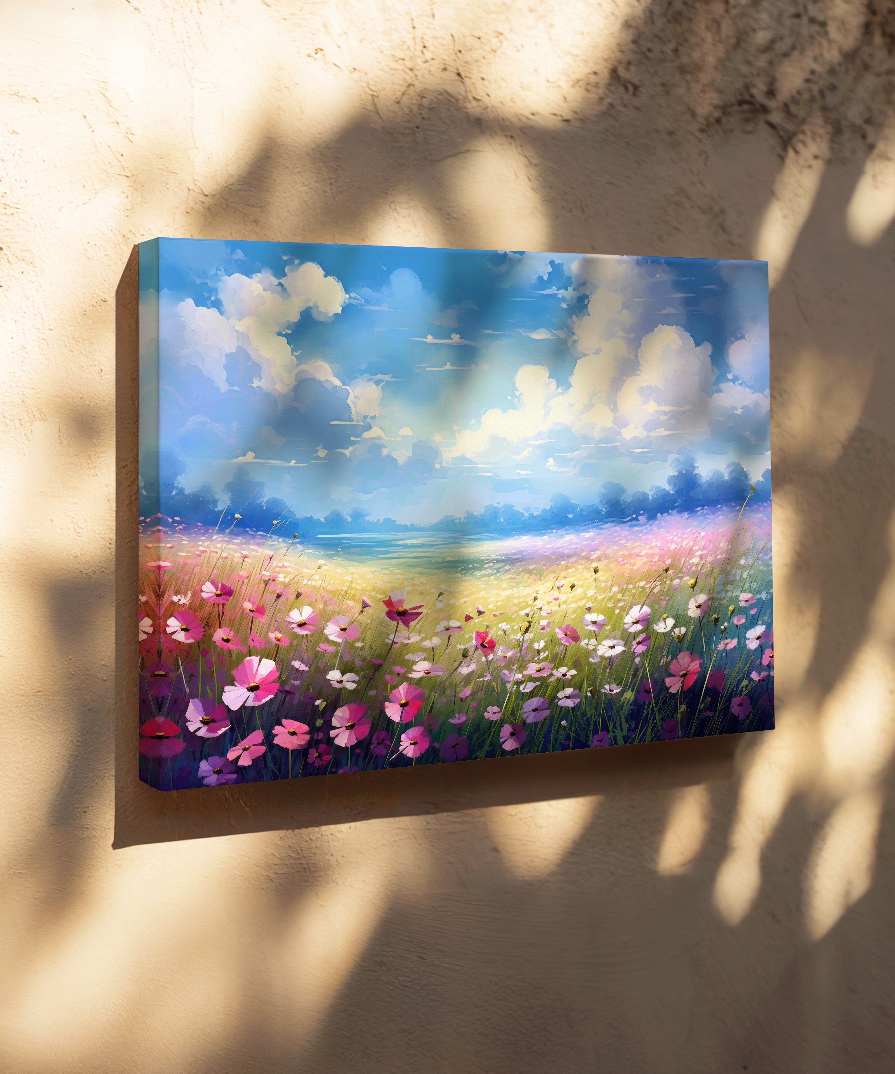 Göğe Açan Çiçekler | Yağlı Boya Dokulu Canvas Baskı