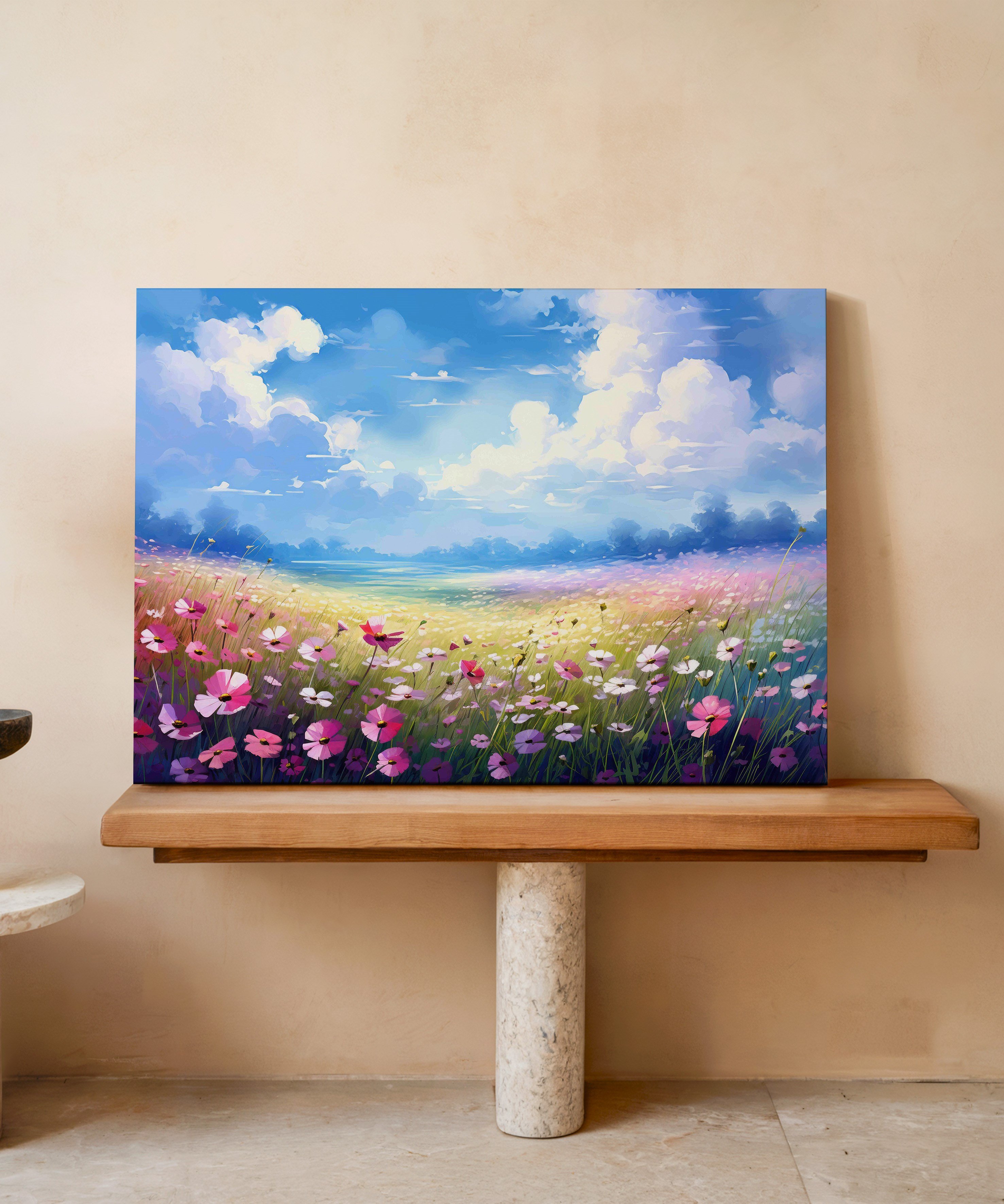 Göğe Açan Çiçekler | Yağlı Boya Dokulu Canvas Baskı