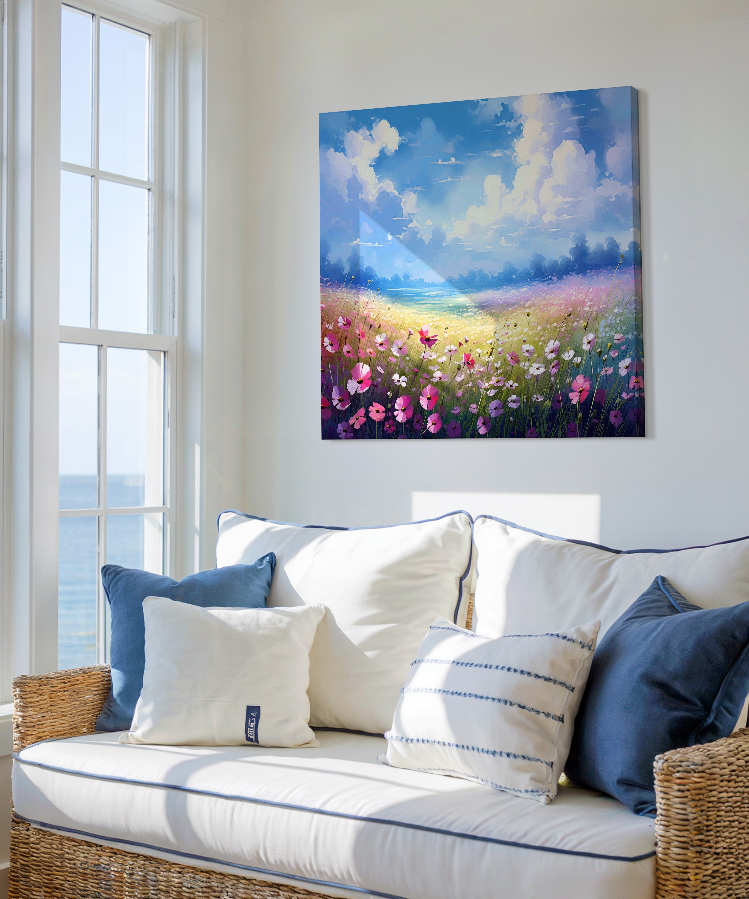 Göğe Açan Çiçekler | Yağlı Boya Dokulu Canvas Baskı