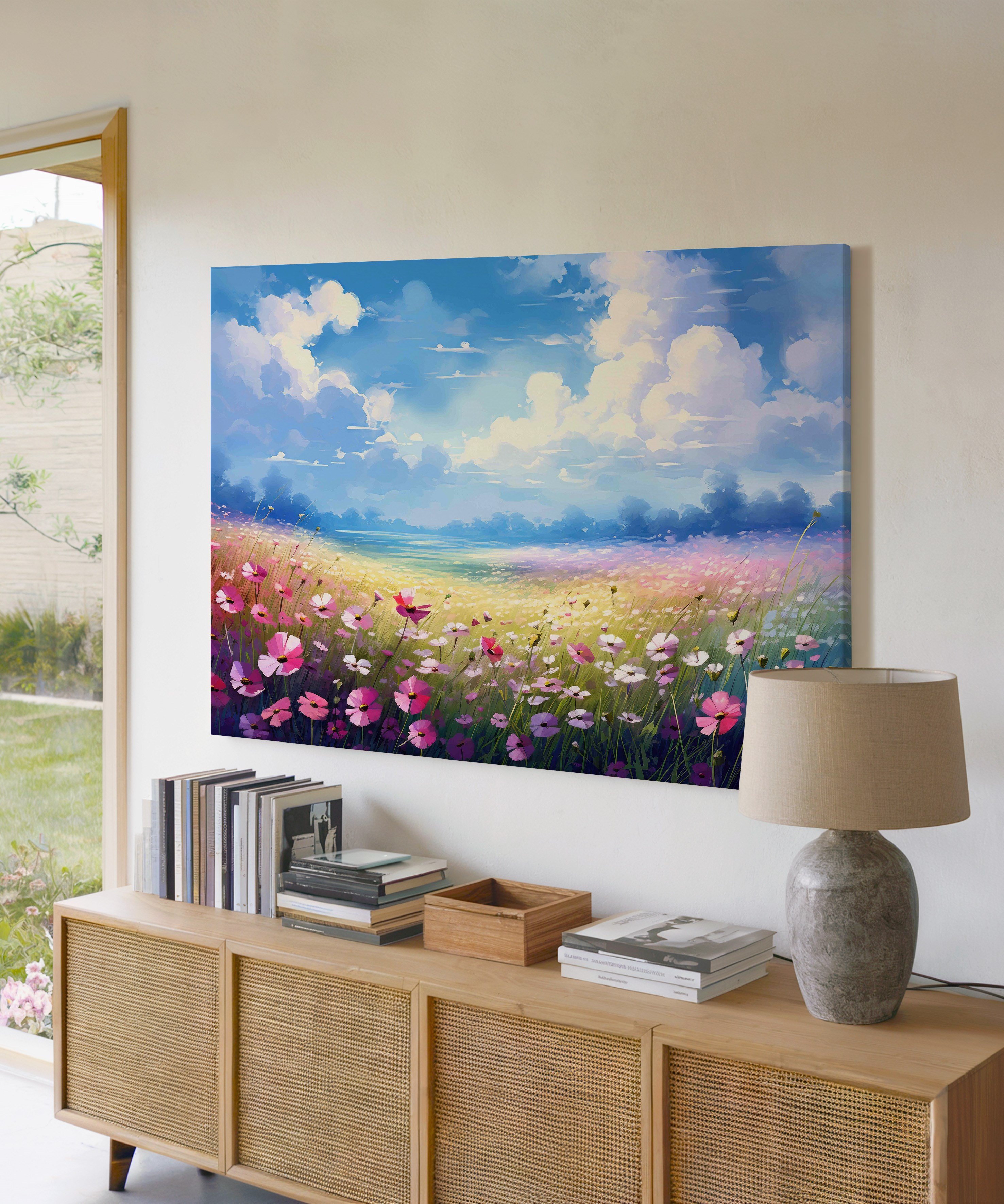 Göğe Açan Çiçekler | Yağlı Boya Dokulu Canvas Baskı