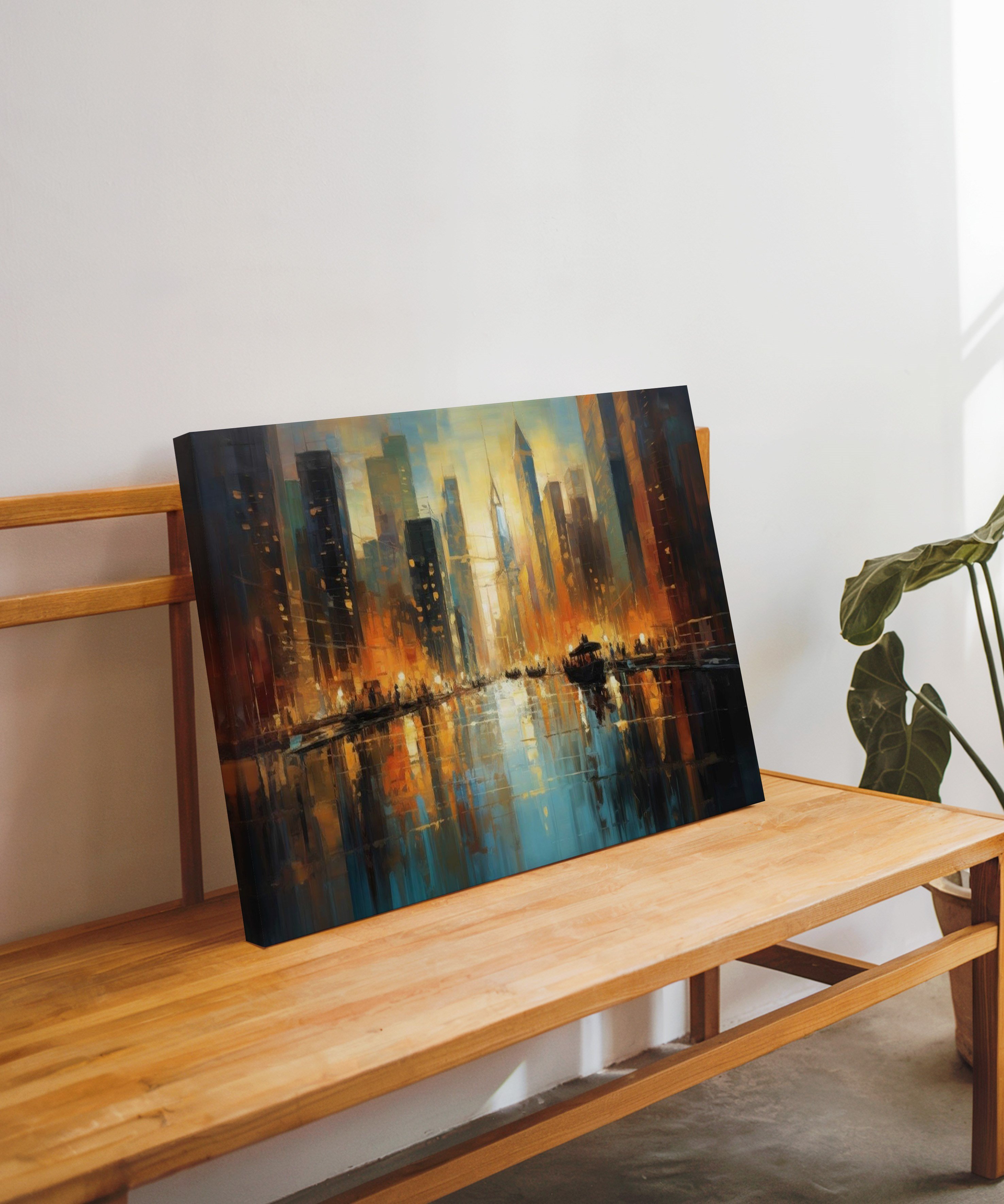 Gökdelen Yansımaları | Yağlı Boya Dokulu Canvas Baskı