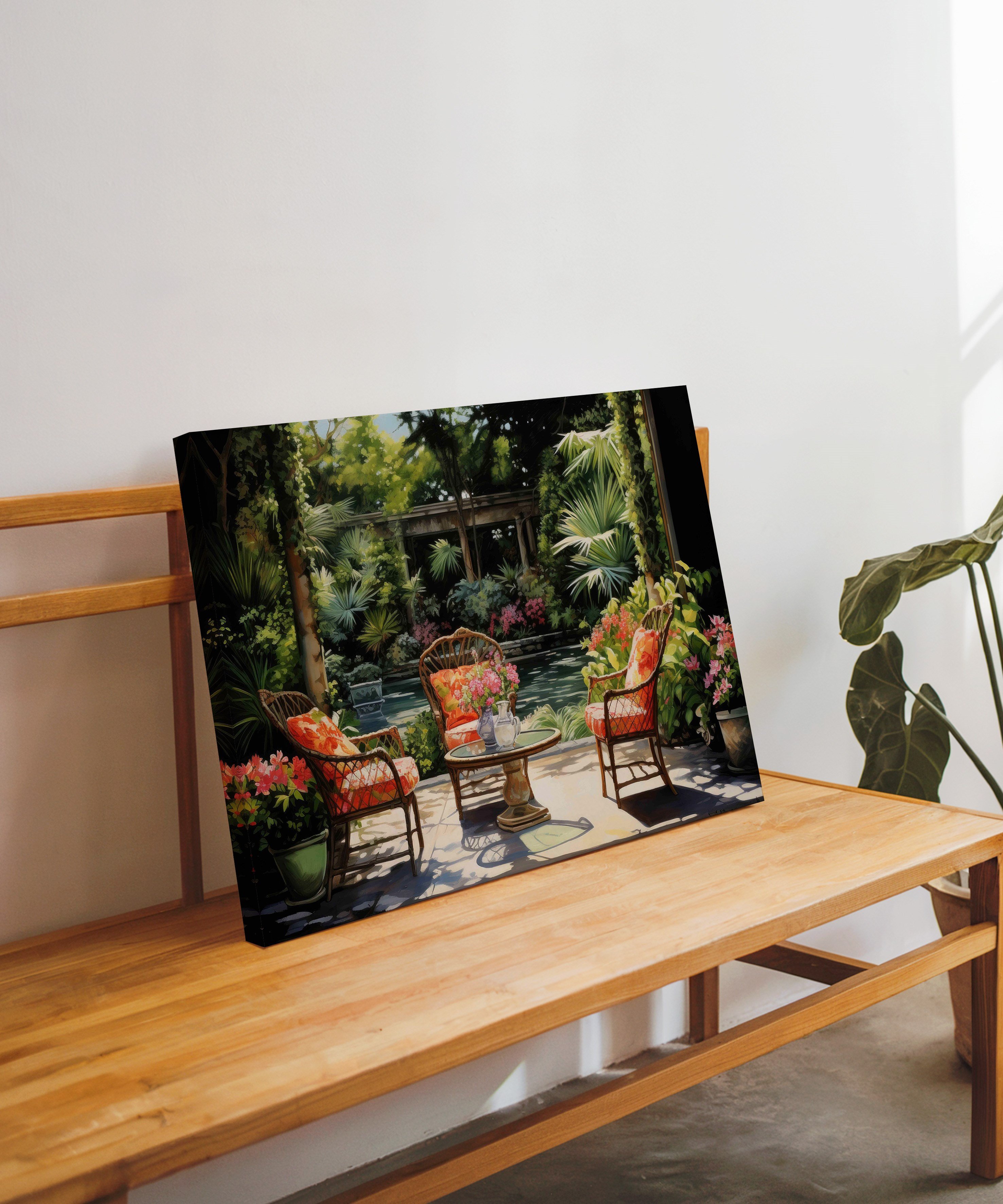 Göl Kıyısı Avlusu | Yağlı Boya Dokulu Canvas Baskı