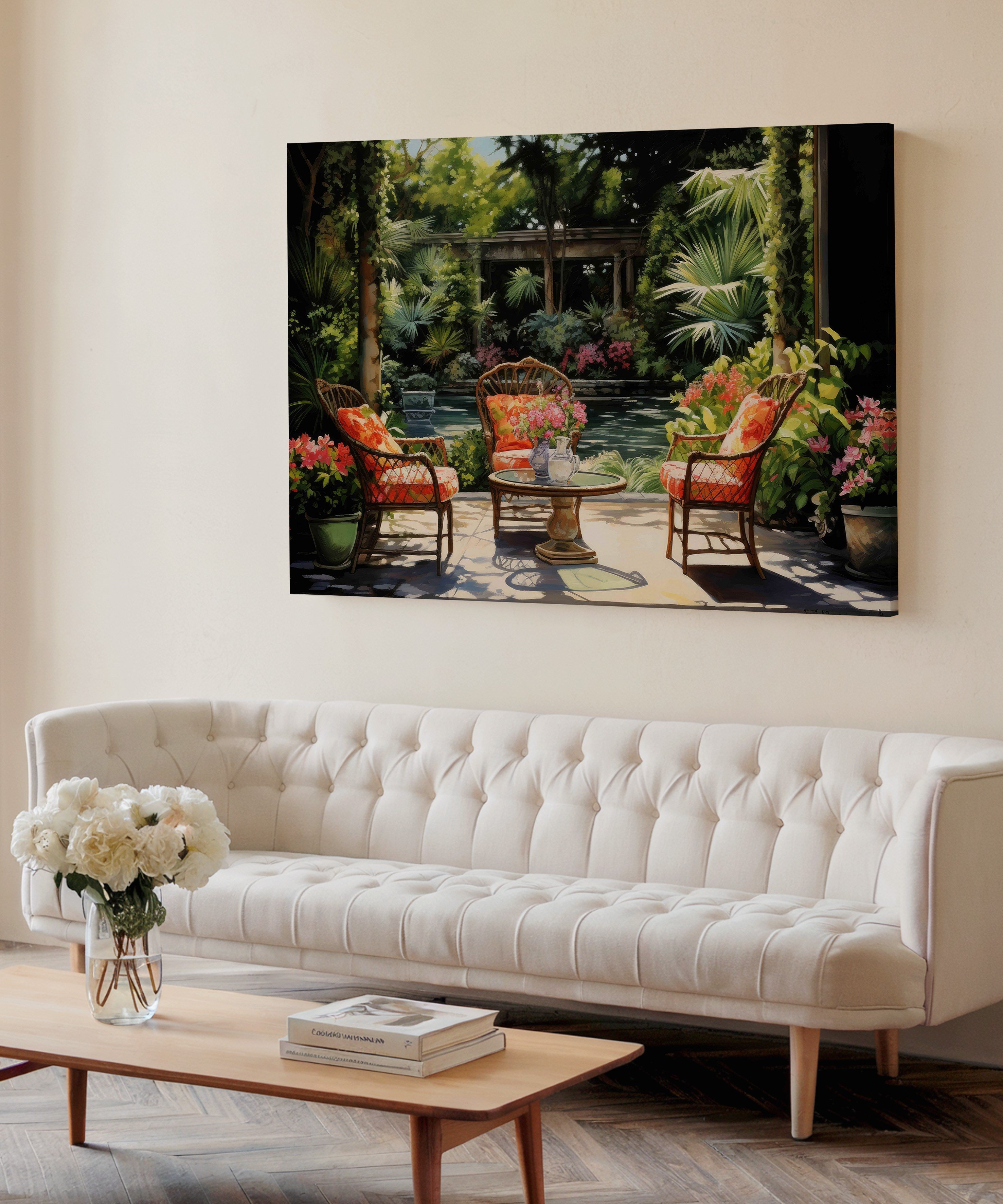 Göl Kıyısı Avlusu | Yağlı Boya Dokulu Canvas Baskı
