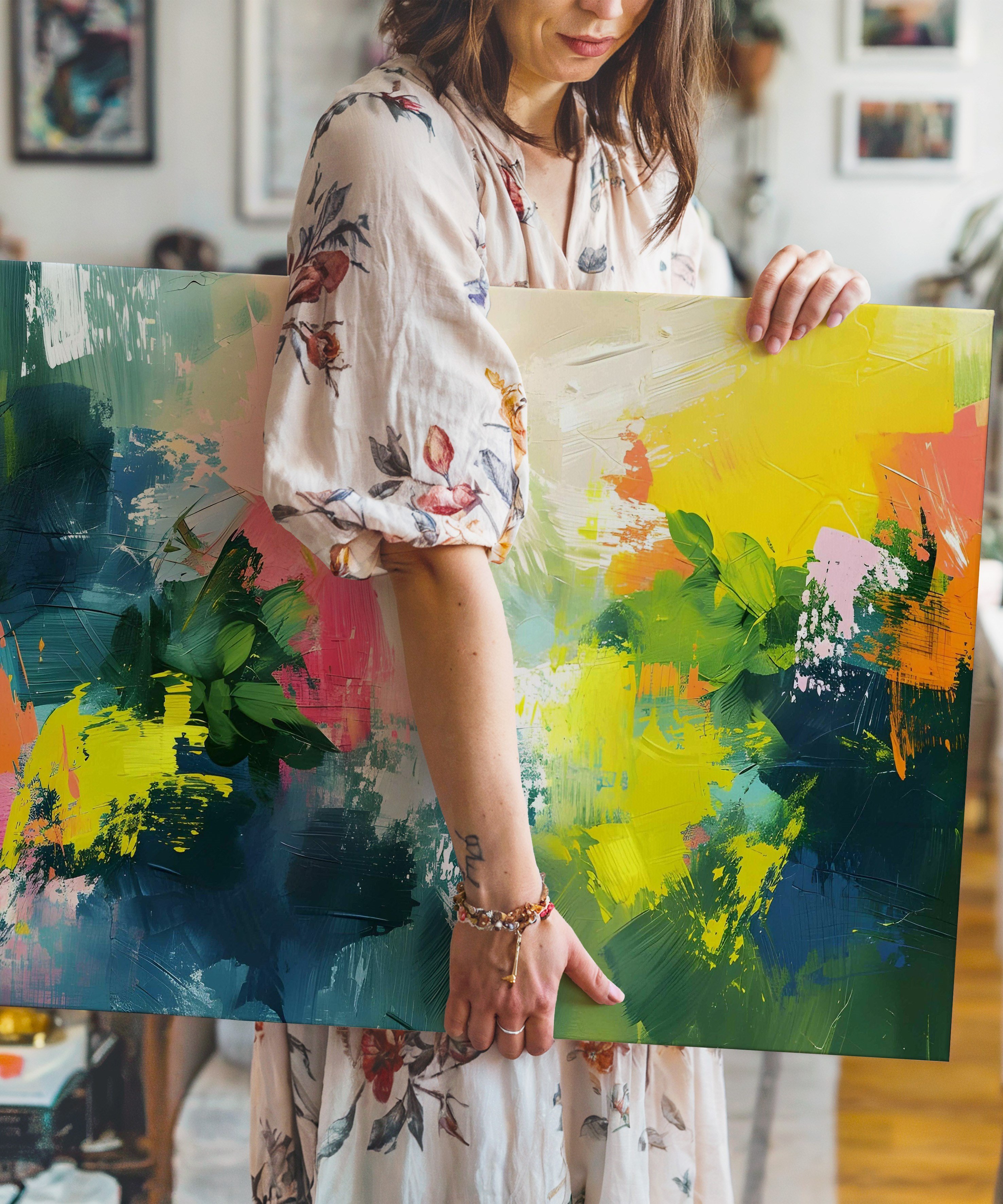 Green Passion | Yağlıboya dokulu canvas baskı