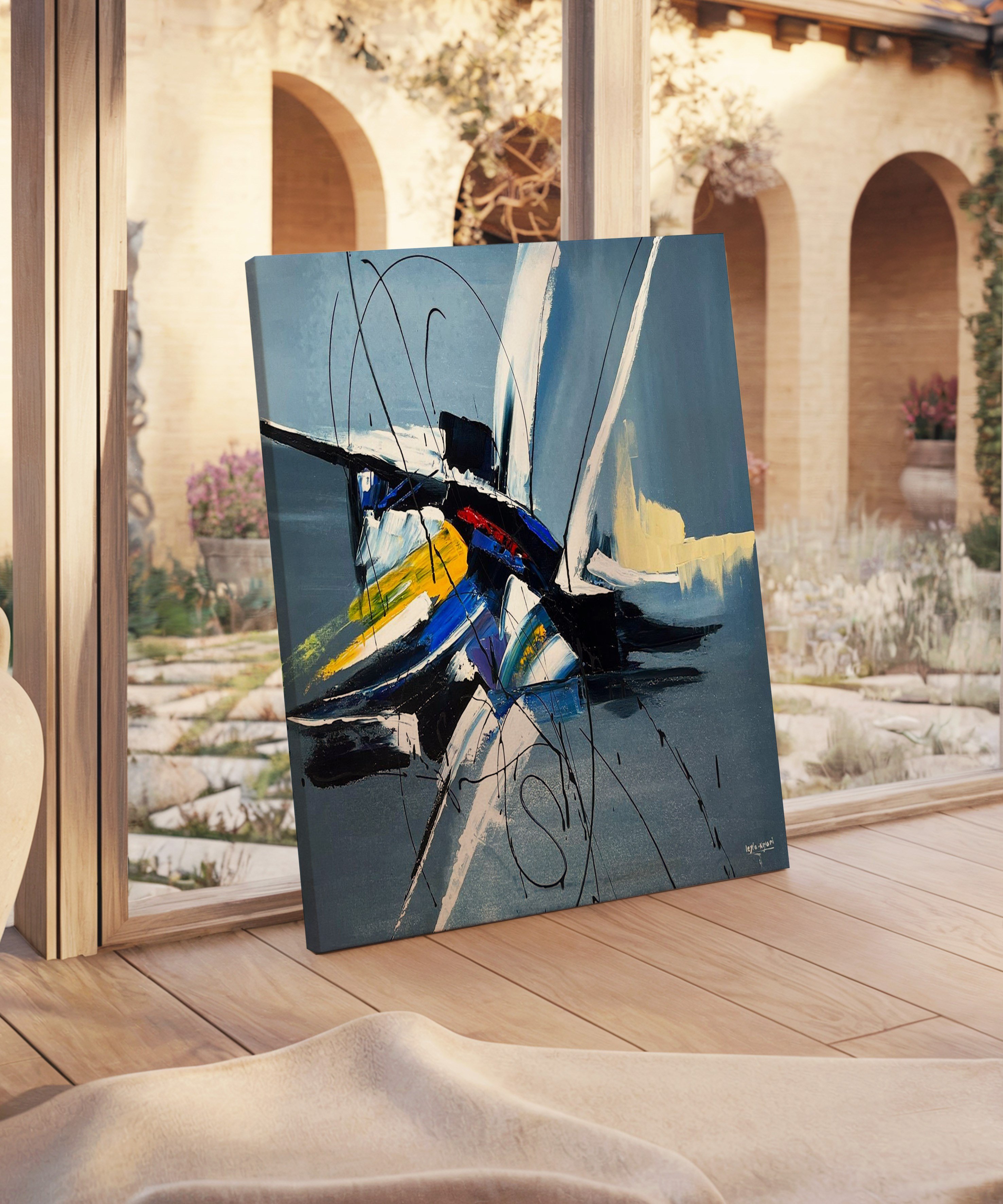 Gri Soyut | Yağlıboya dokulu canvas baskı