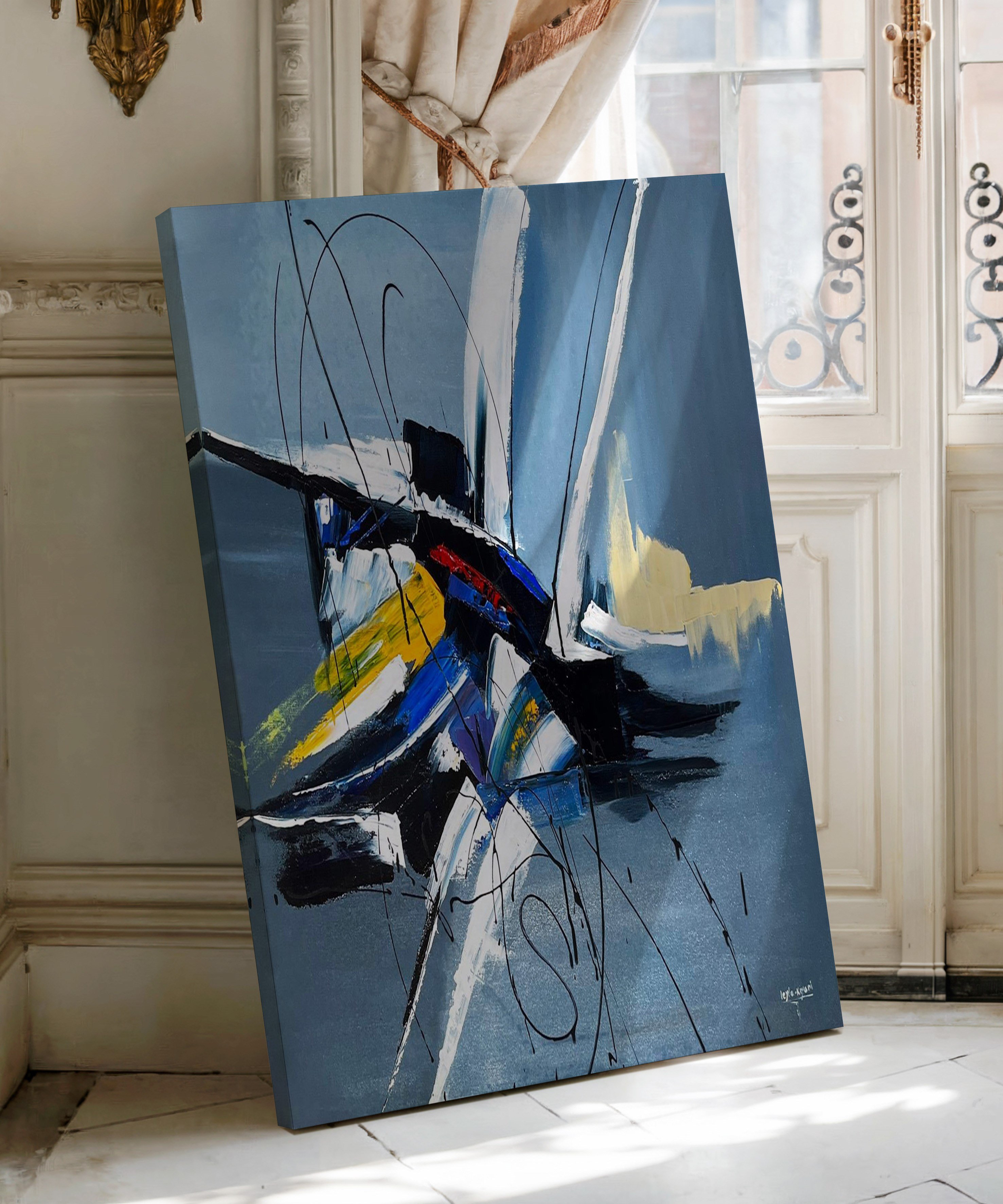 Gri Soyut | Yağlıboya dokulu canvas baskı