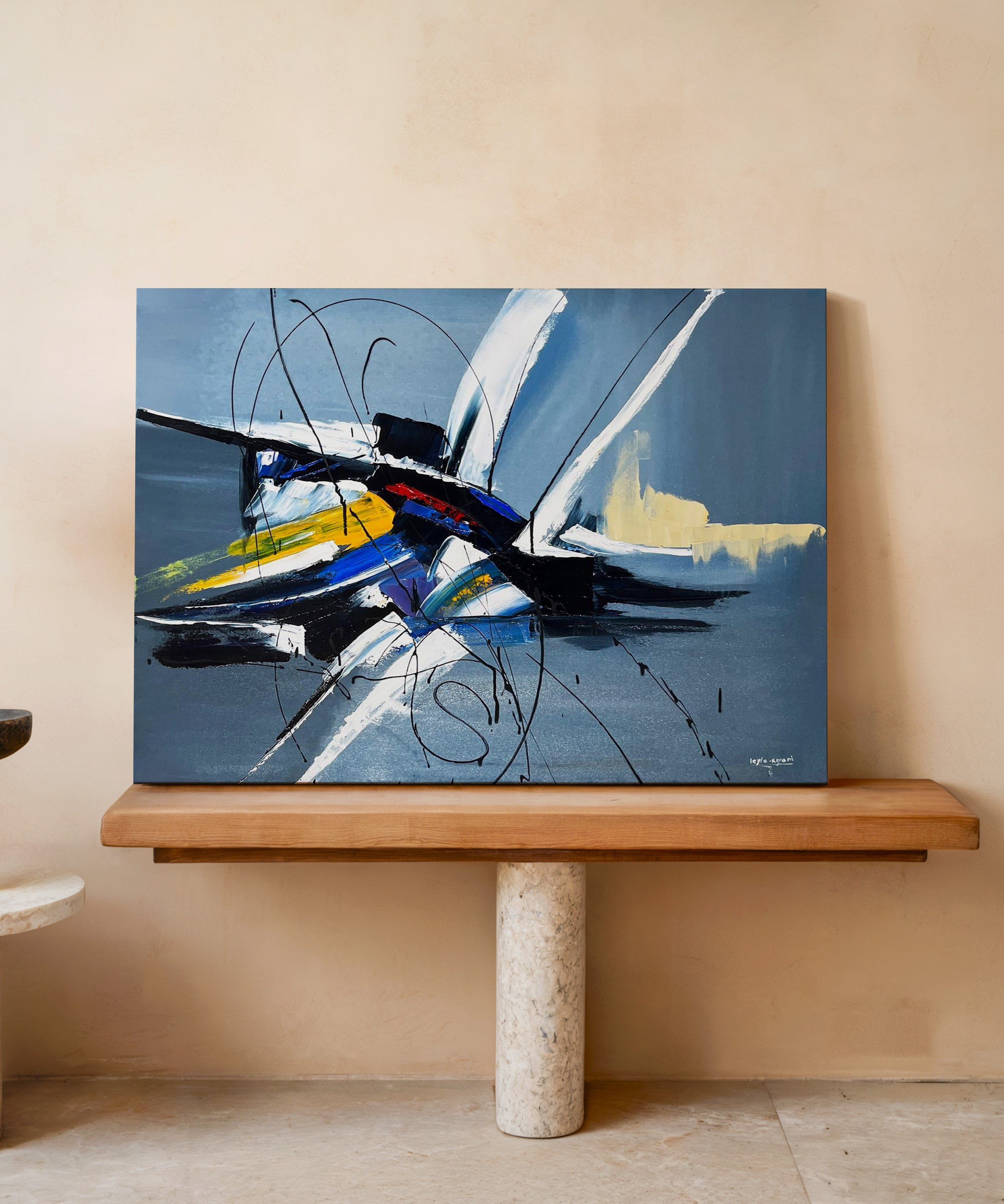 Gri Soyut | Yağlıboya dokulu canvas baskı