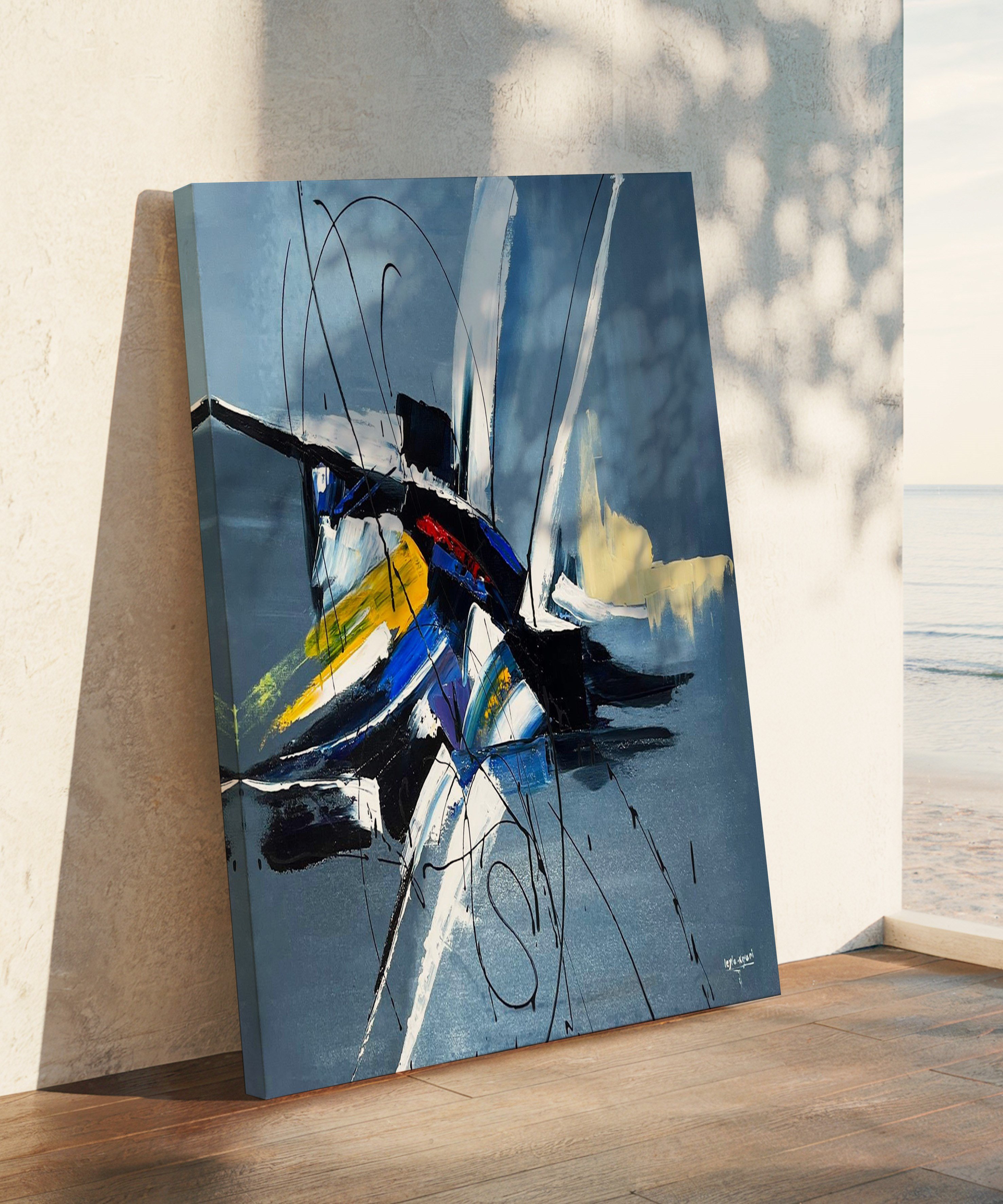 Gri Soyut | Yağlıboya dokulu canvas baskı