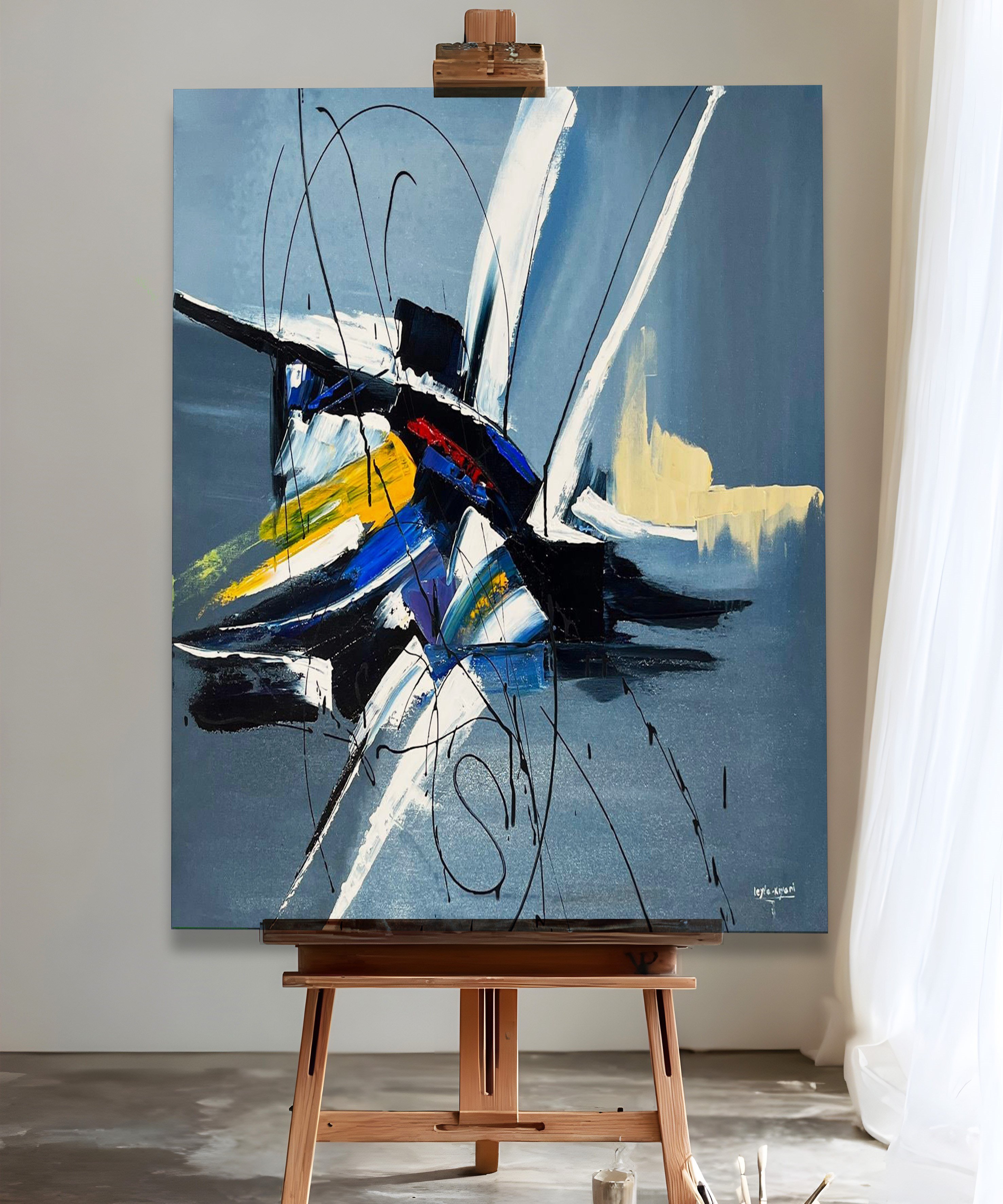 Gri Soyut | Yağlıboya dokulu canvas baskı