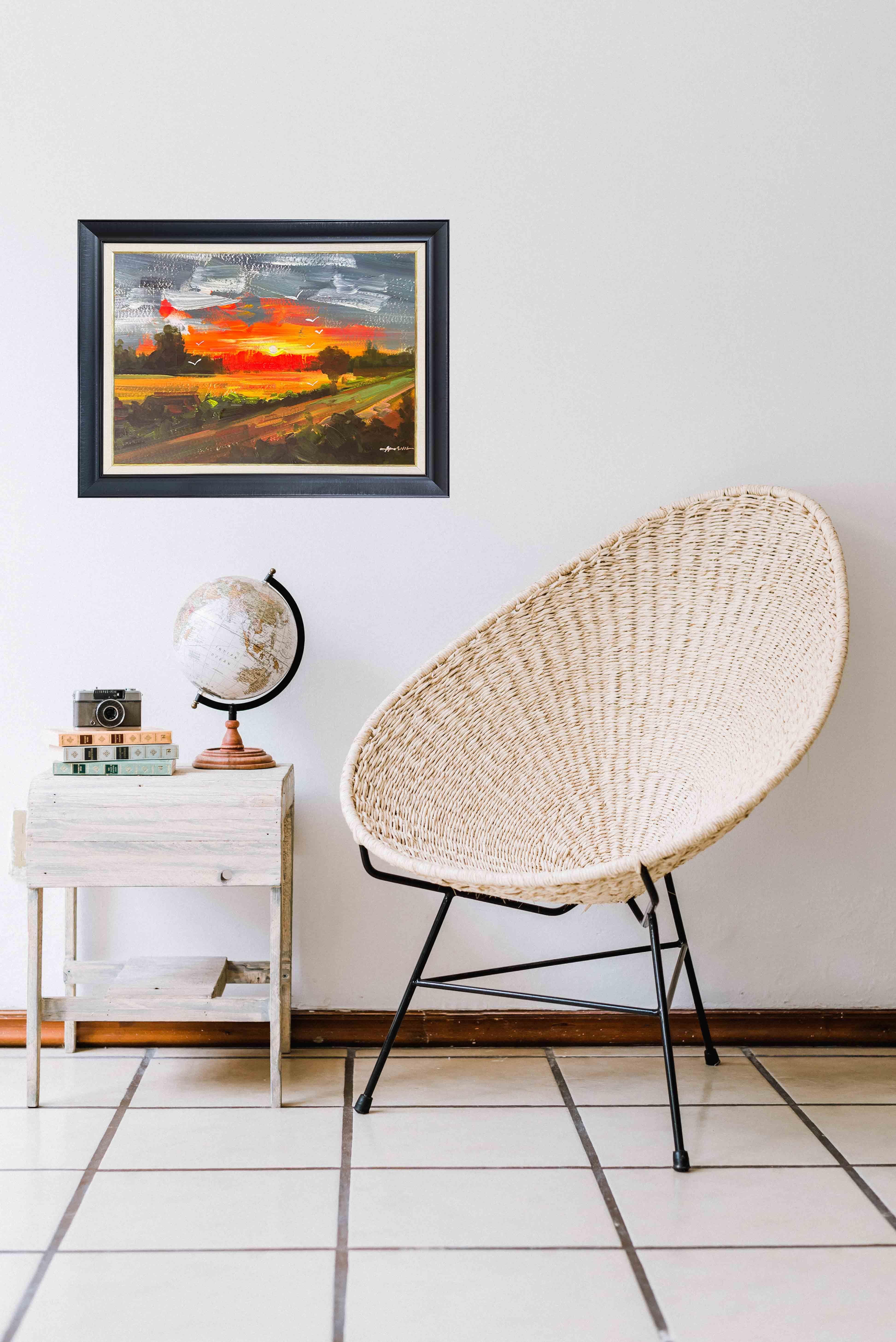 Gün Batımı Yol Manzara   | Yağlı Boya Tablo 