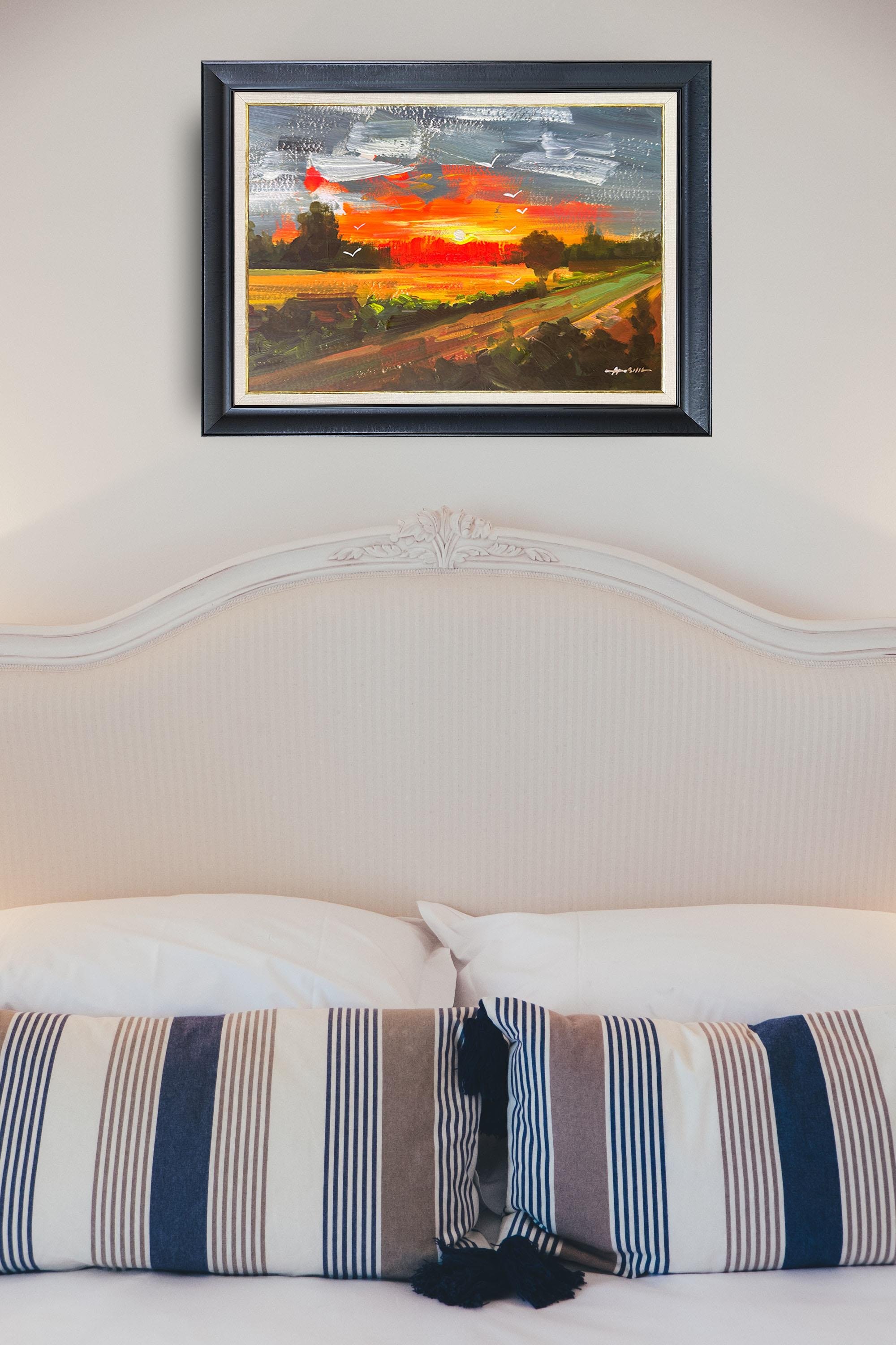 Gün Batımı Yol Manzara   | Yağlı Boya Tablo 