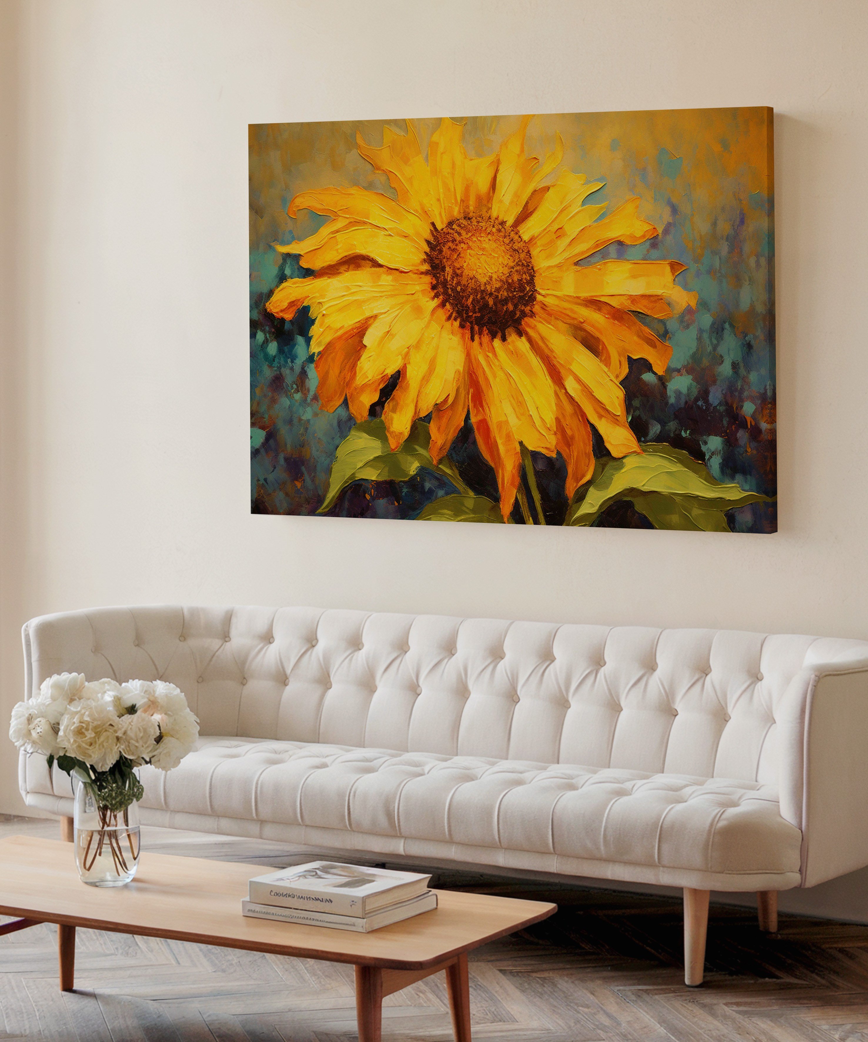 Güneşe Dokunan Yapraklar | Yağlı Boya Dokulu Canvas Baskı