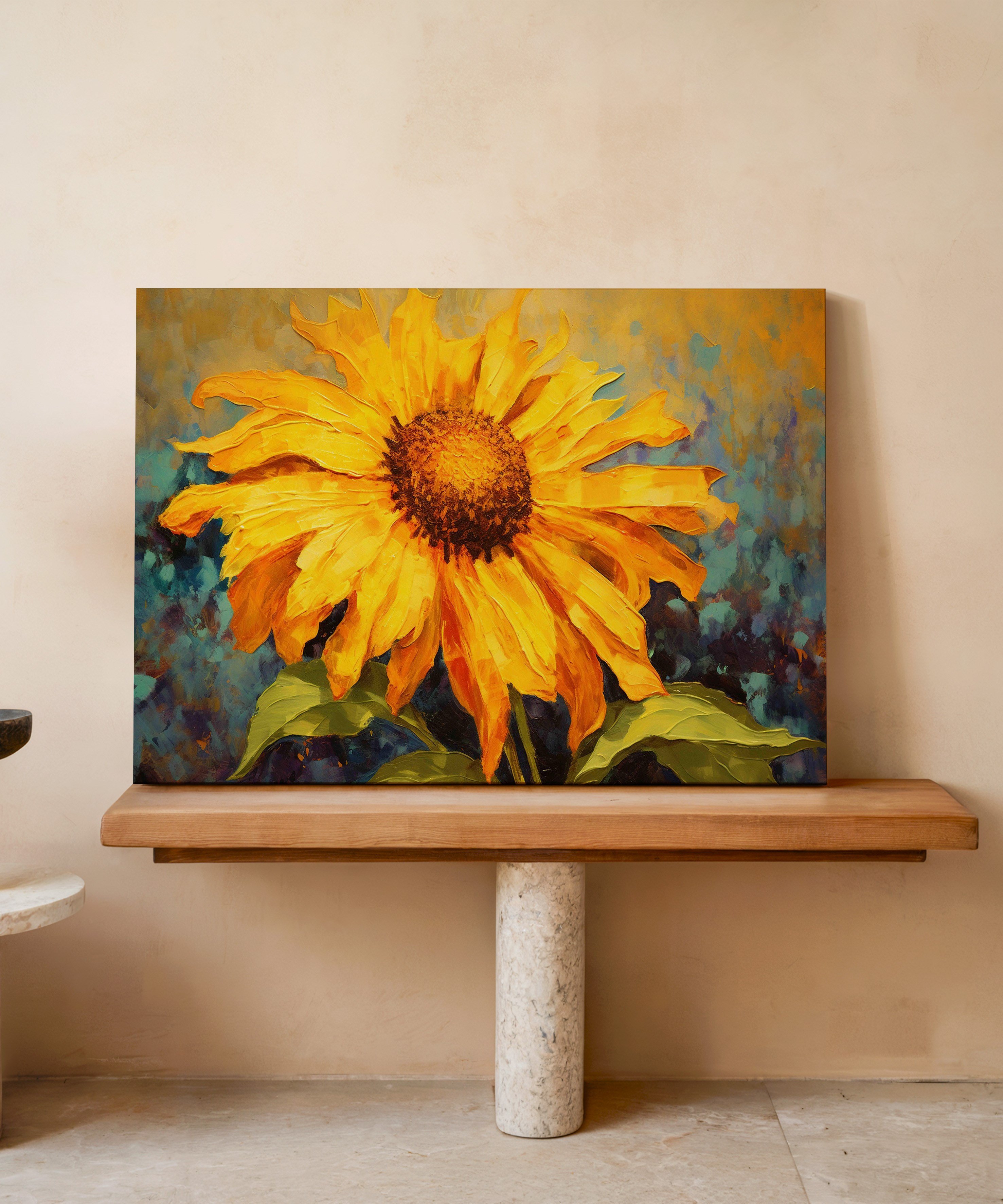 Güneşe Dokunan Yapraklar | Yağlı Boya Dokulu Canvas Baskı