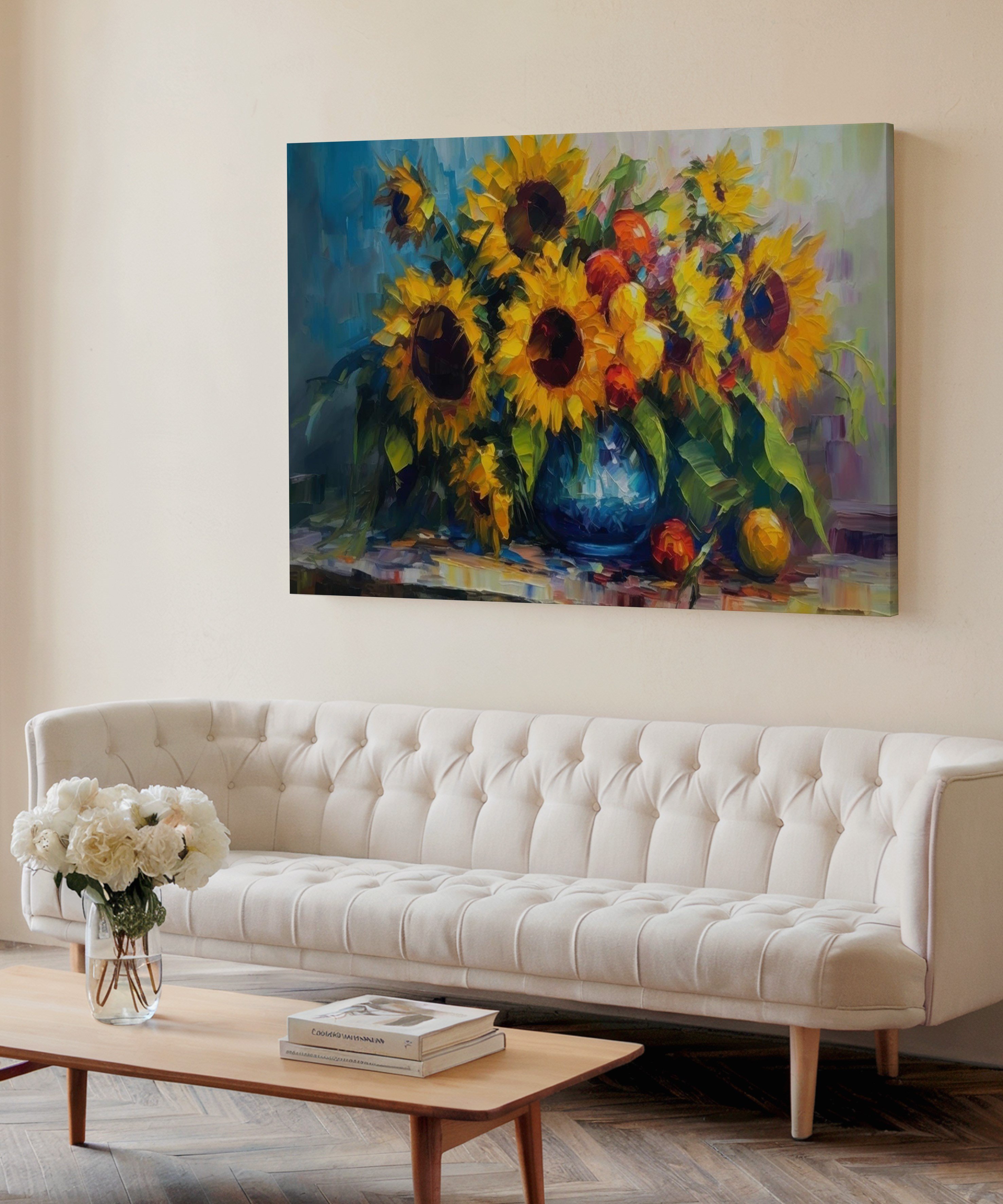 Güneşe Dönenler | Yağlı Boya Dokulu Canvas Baskı