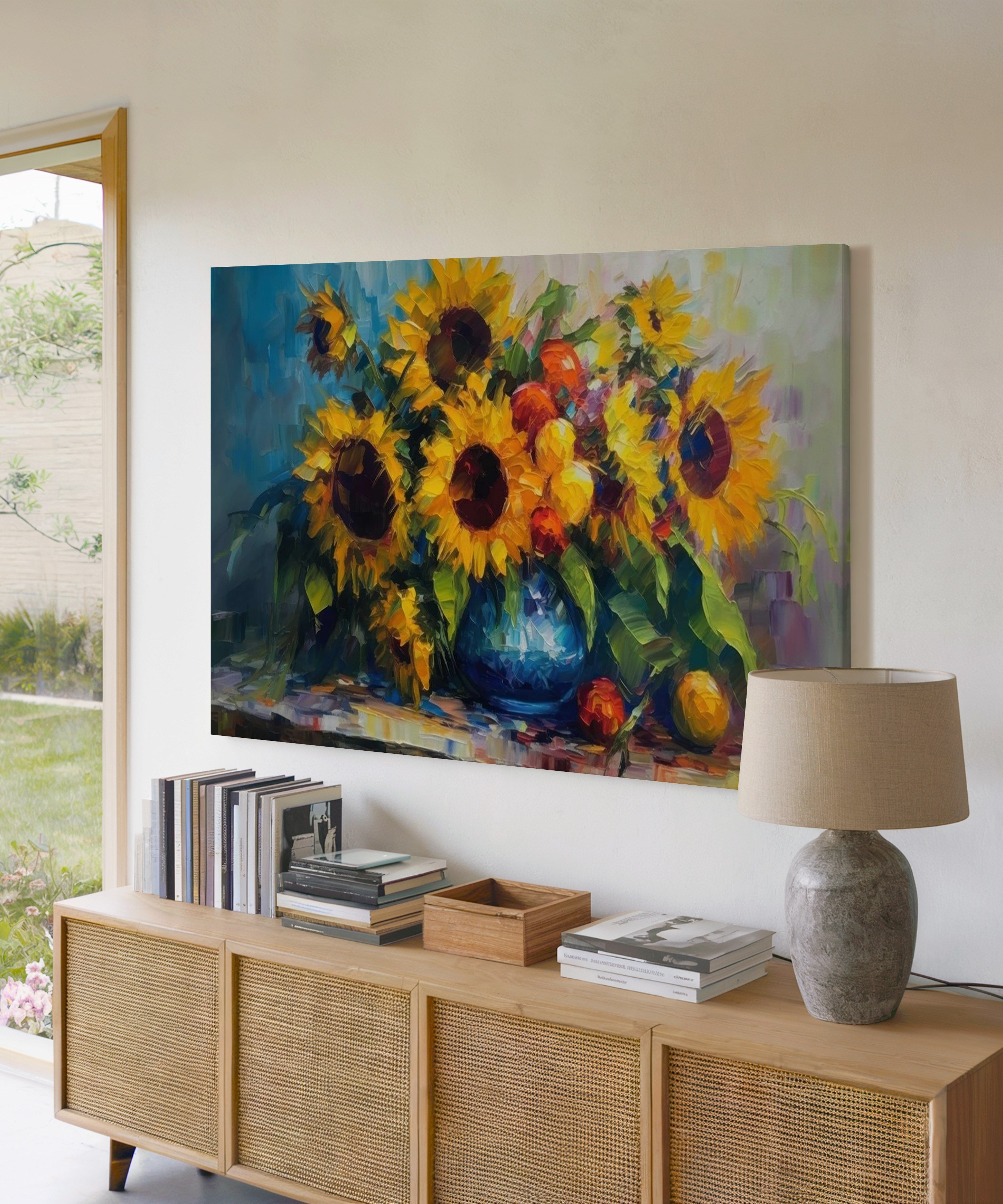 Güneşe Dönenler | Yağlı Boya Dokulu Canvas Baskı