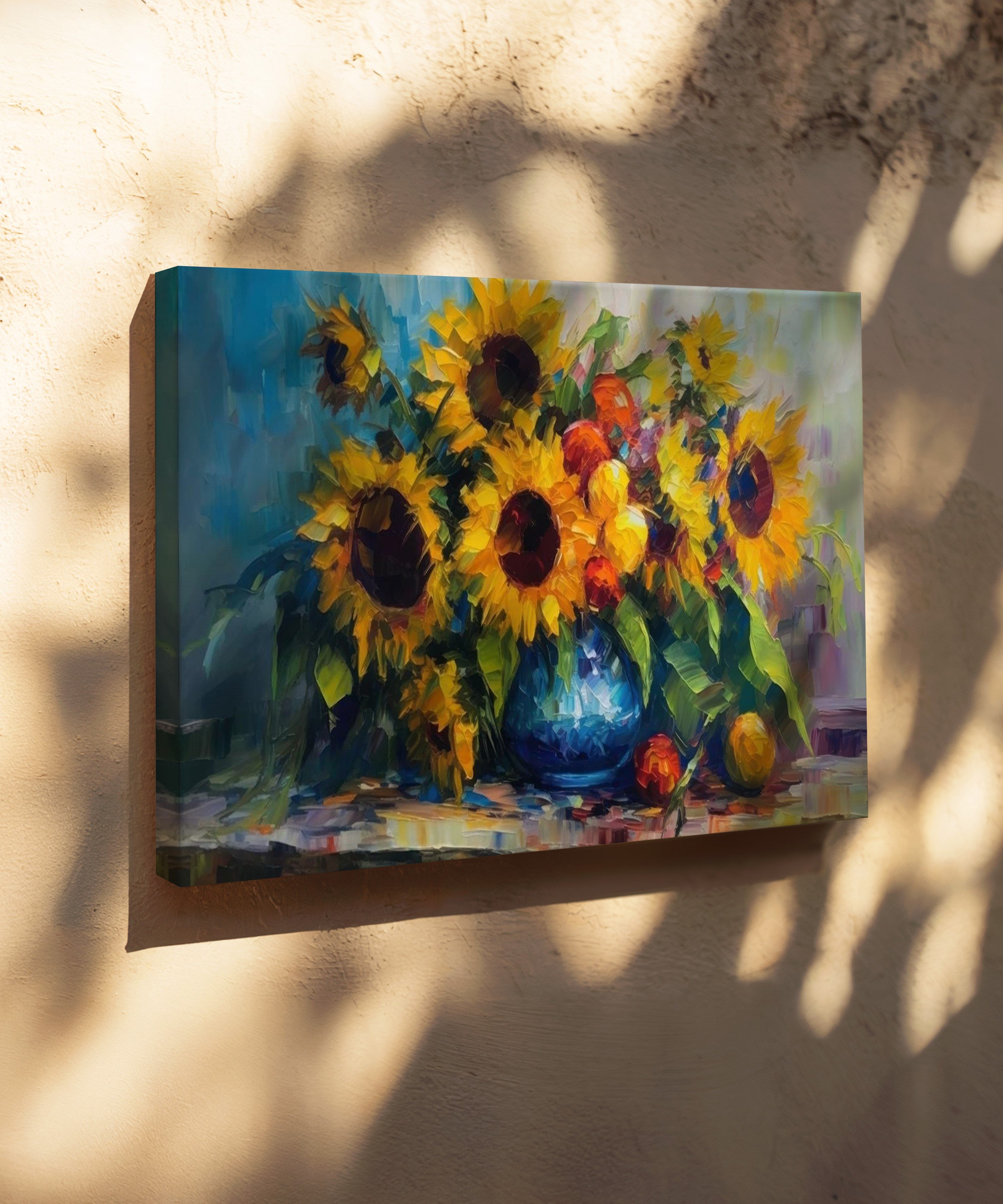 Güneşe Dönenler | Yağlı Boya Dokulu Canvas Baskı