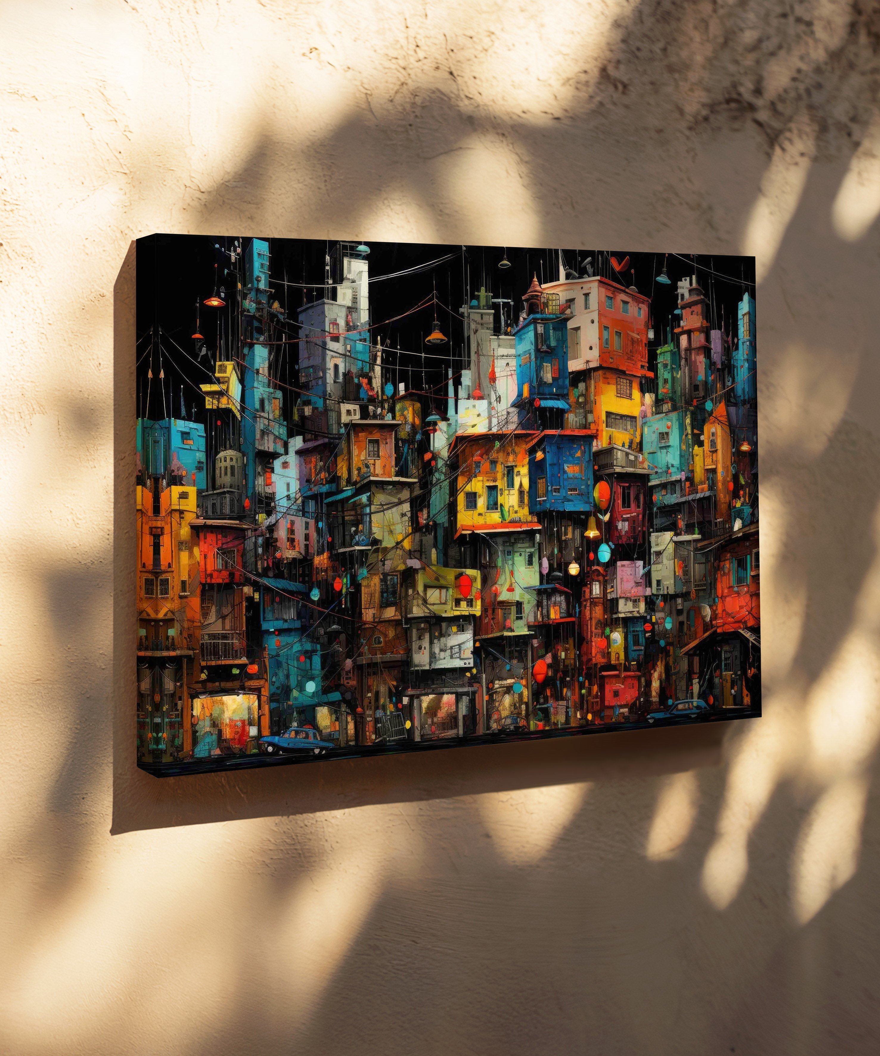 Houses İn The City | Yağlıboya dokulu canvas baskı