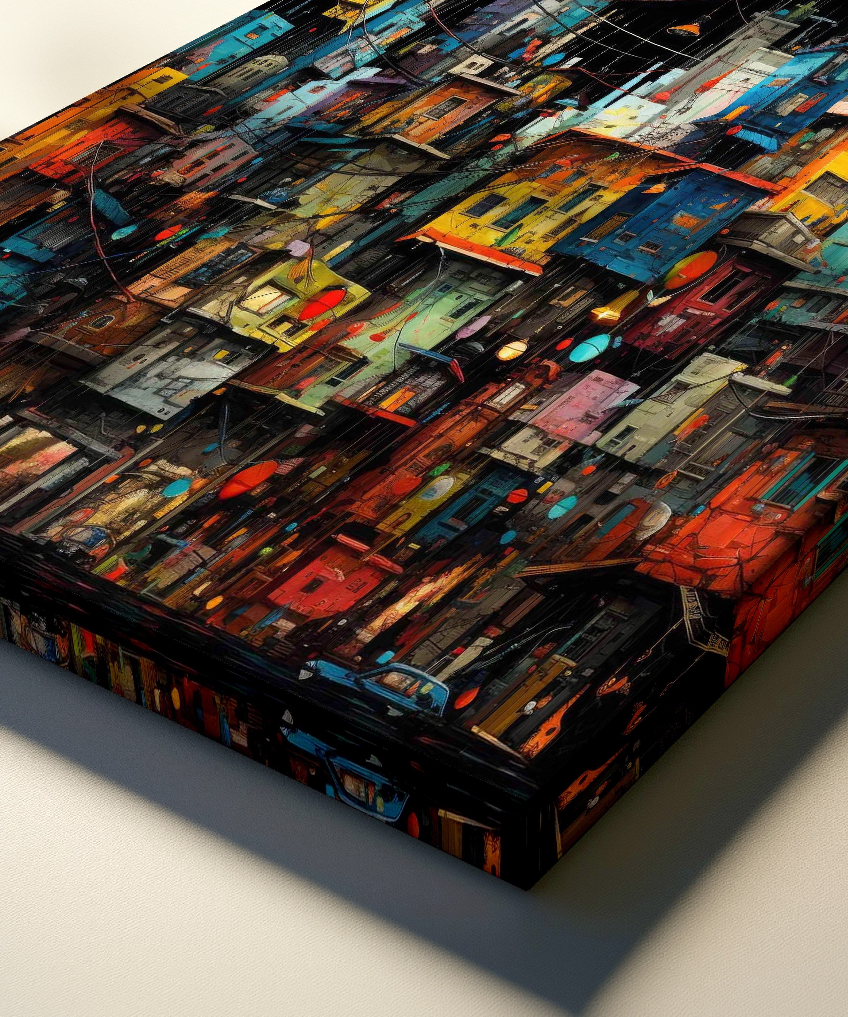 Houses İn The City | Yağlıboya dokulu canvas baskı