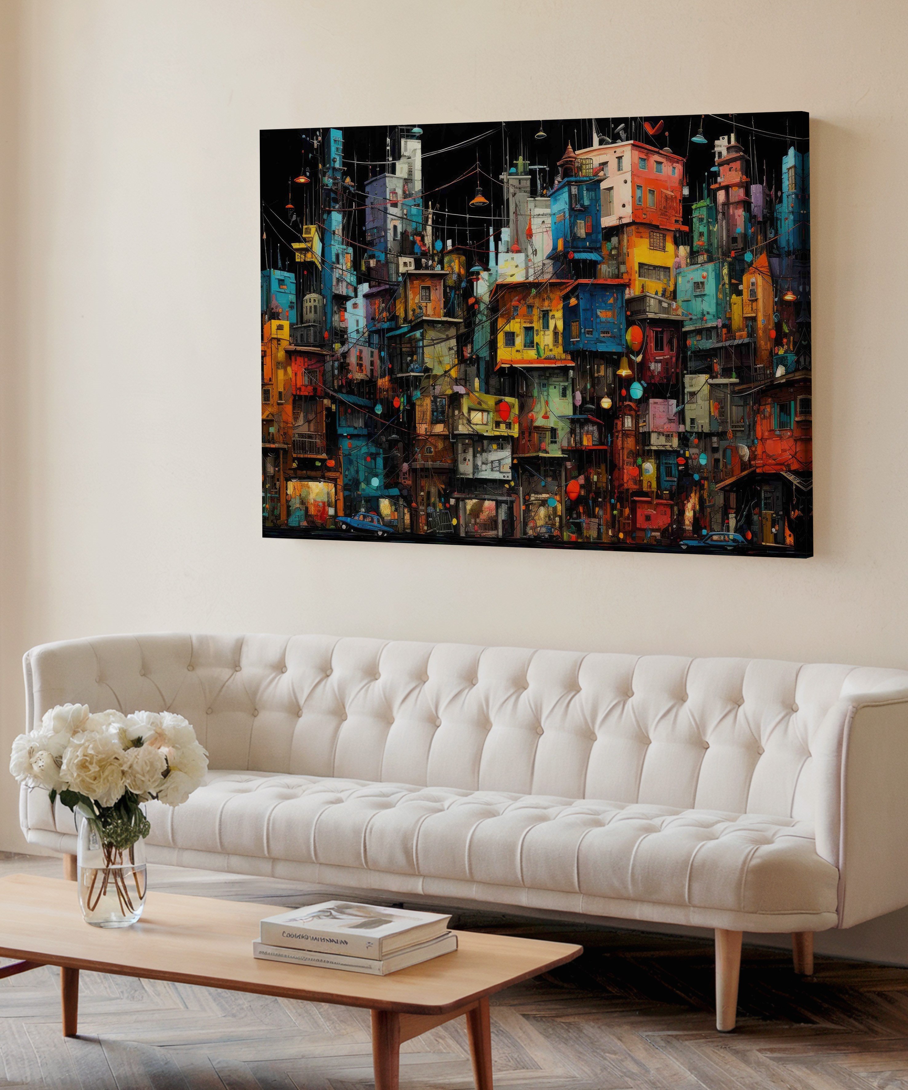 Houses İn The City | Yağlıboya dokulu canvas baskı