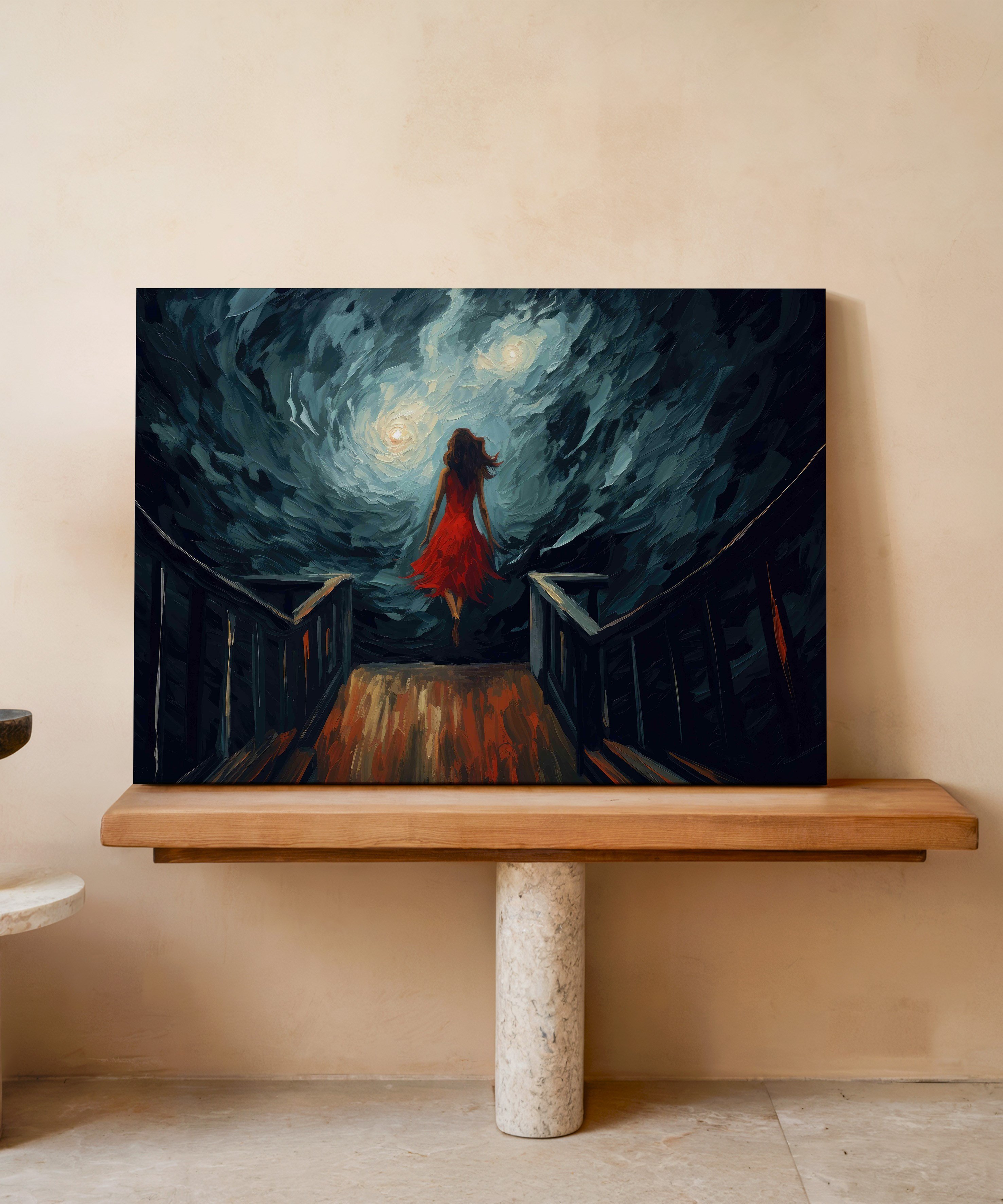 İki Yıldızın Çağrısı | Yağlı Boya Dokulu Canvas Baskı