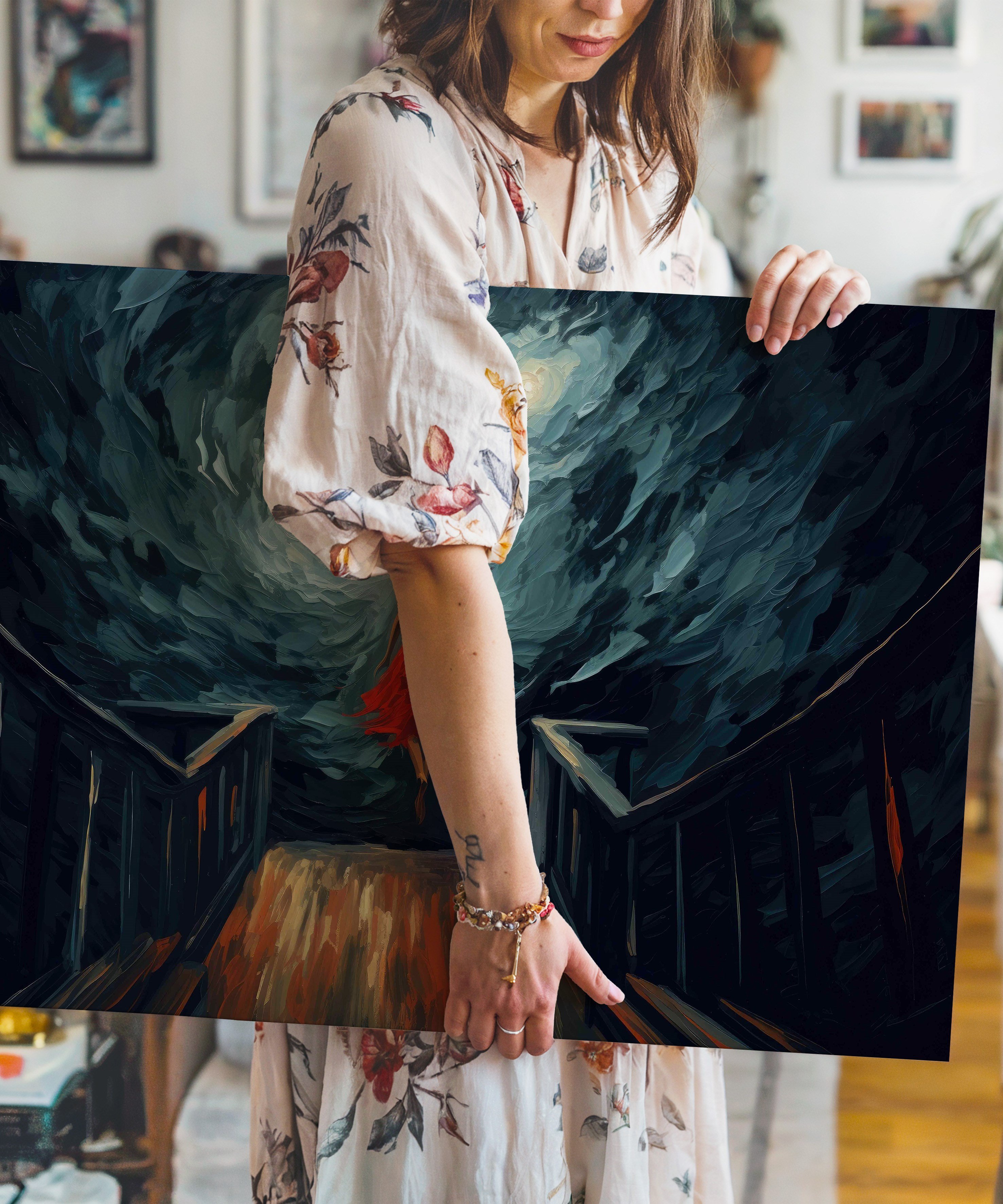 İki Yıldızın Çağrısı | Yağlı Boya Dokulu Canvas Baskı