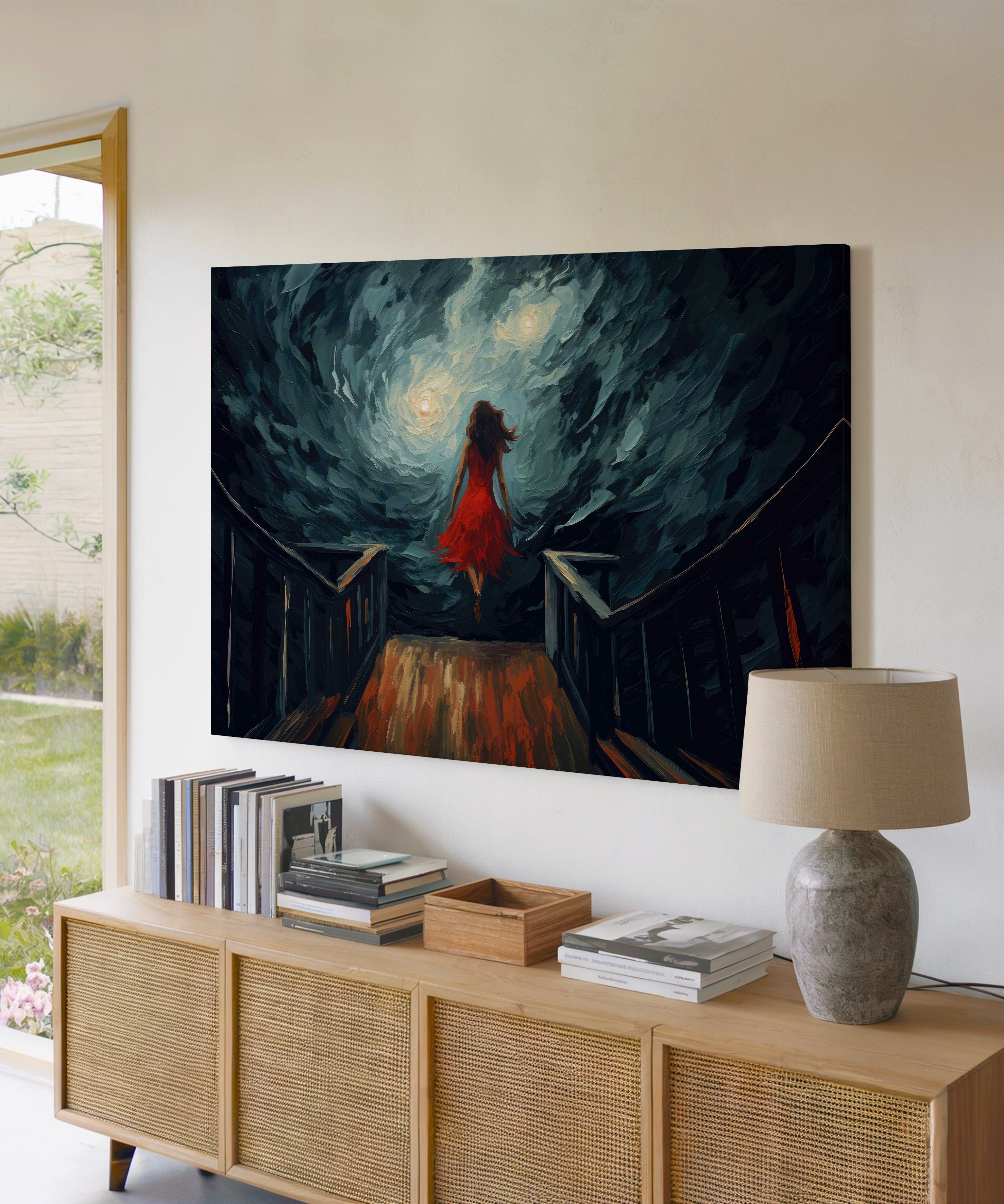 İki Yıldızın Çağrısı | Yağlı Boya Dokulu Canvas Baskı