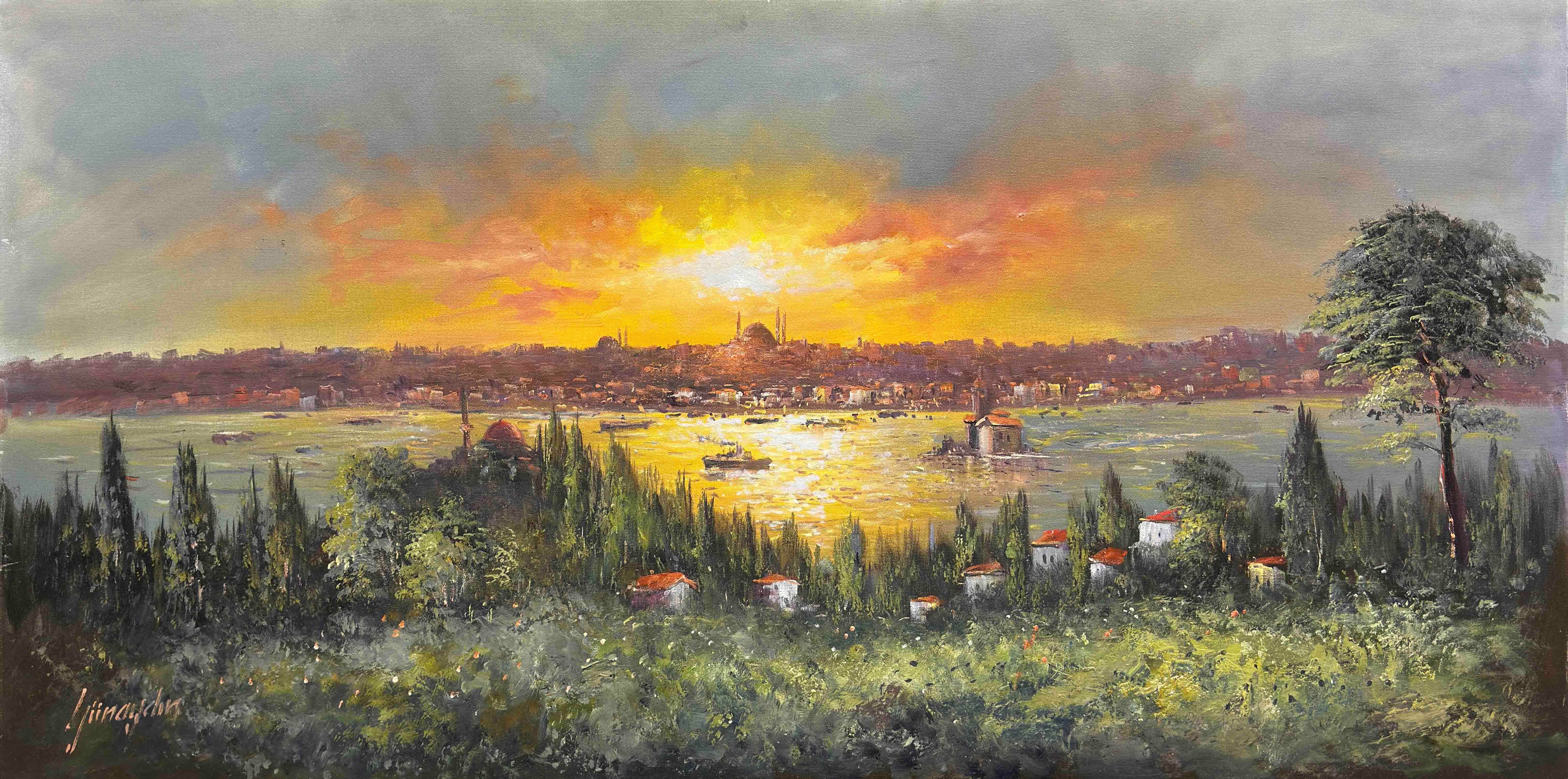 Işığı Yansıtan Şehir | Yağlı Boya Tablo