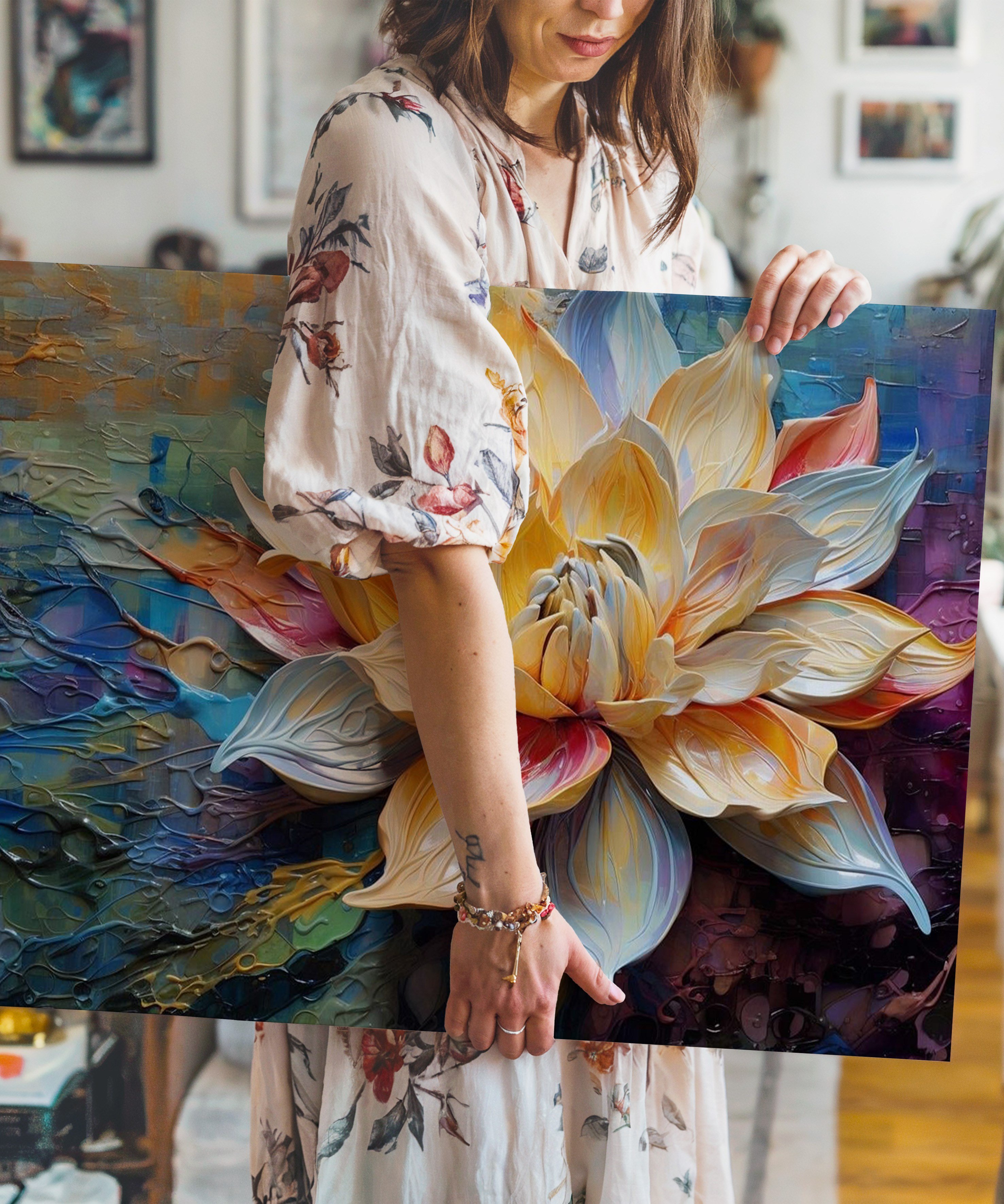 Işığın Çiçeği | Yağlı Boya Dokulu Canvas Baskı