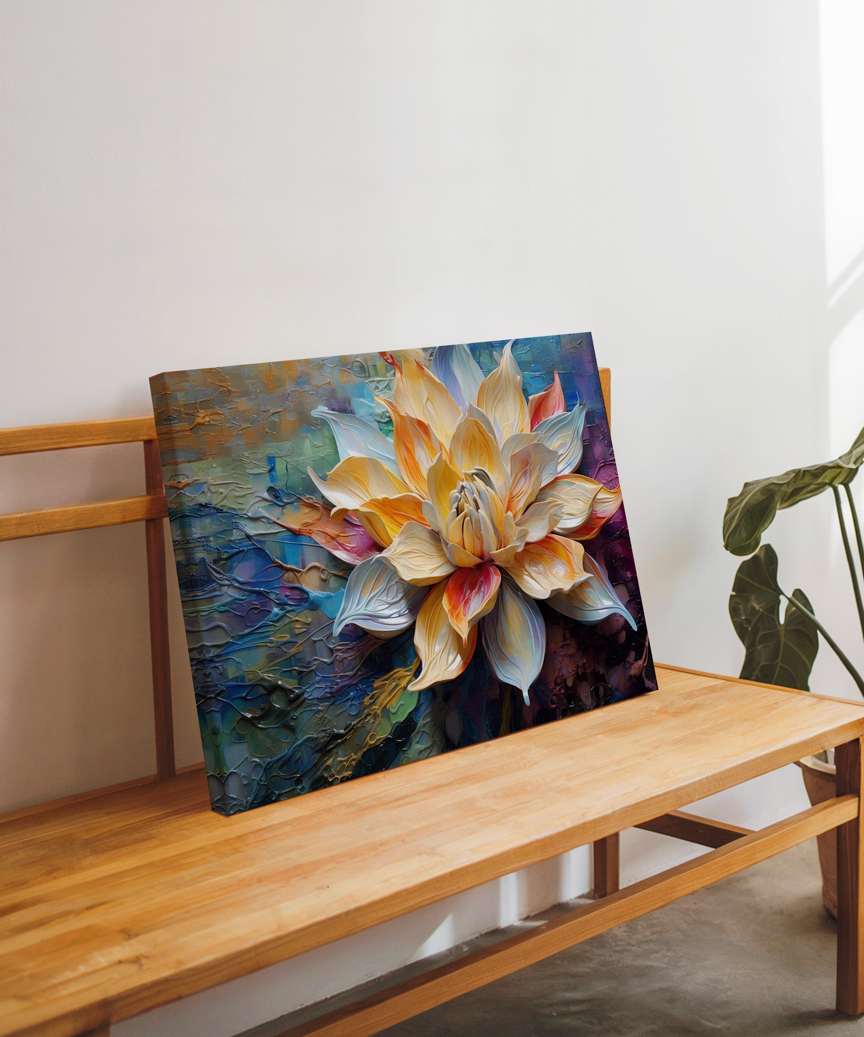 Işığın Çiçeği | Yağlı Boya Dokulu Canvas Baskı