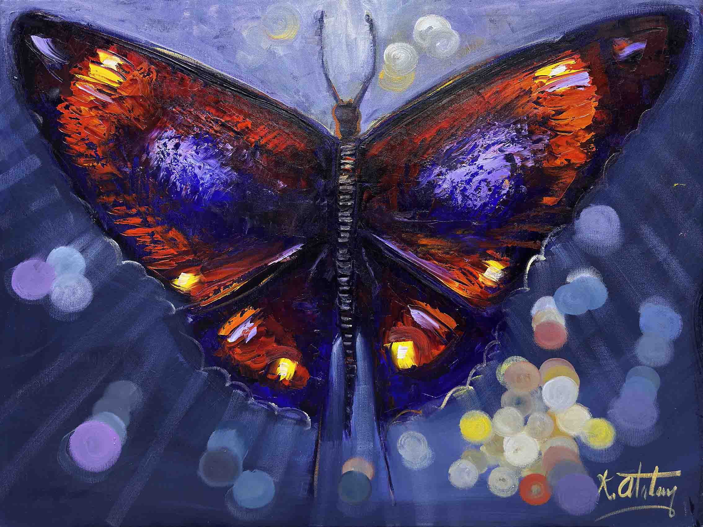 Işık ve Kelebek | Yağlı Boya Tablo