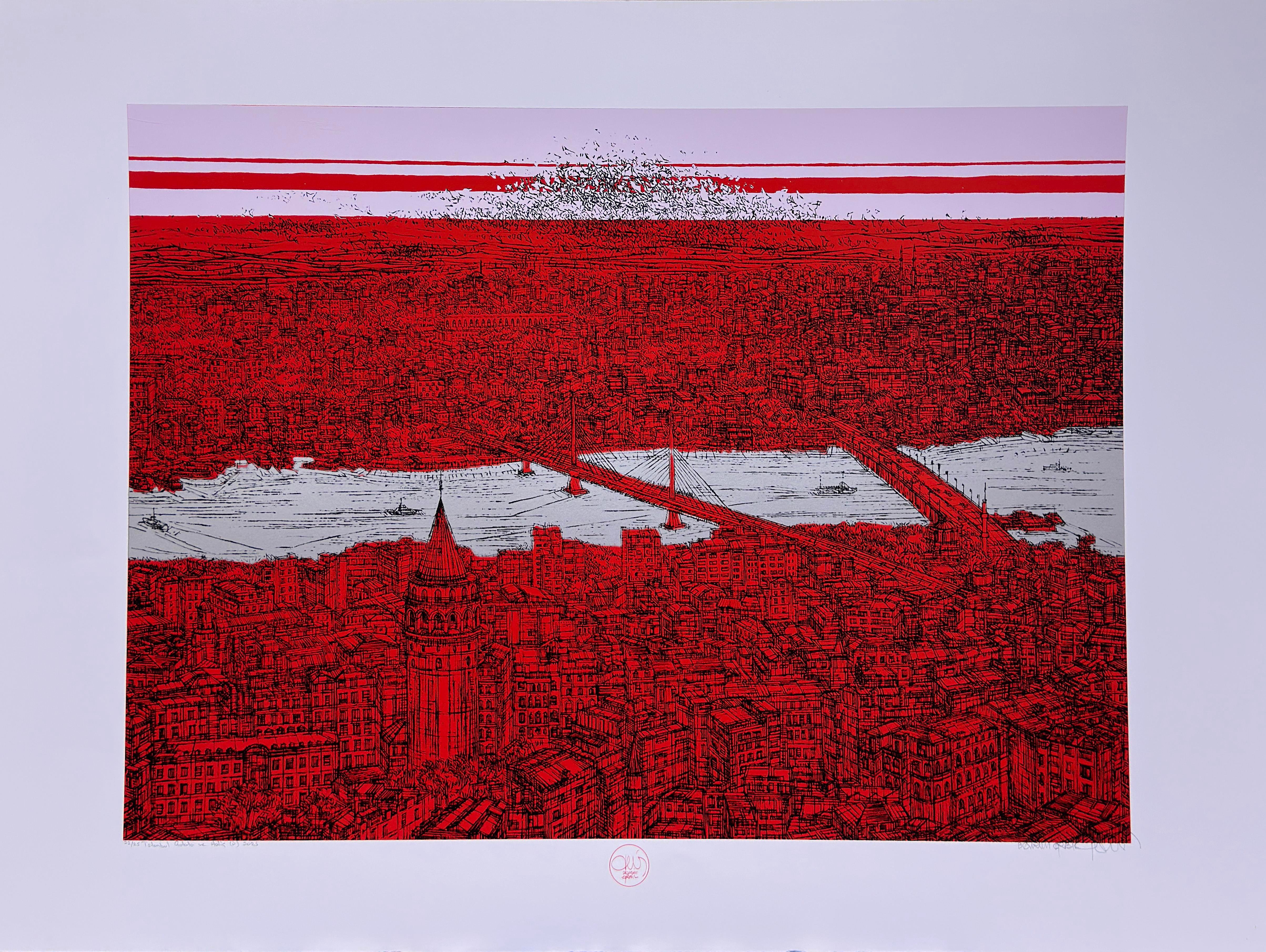 İstanbul Galata ve Haliç (D)  22/25 2025 | DEVRİM ERBİL SERİGRAFİ BASKI