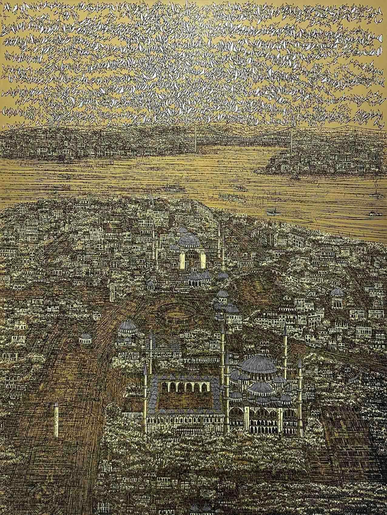 İstanbul ve Kuşlar (c) 8/25 | DEVRİM ERBİL SERİGRAFİ BASKI